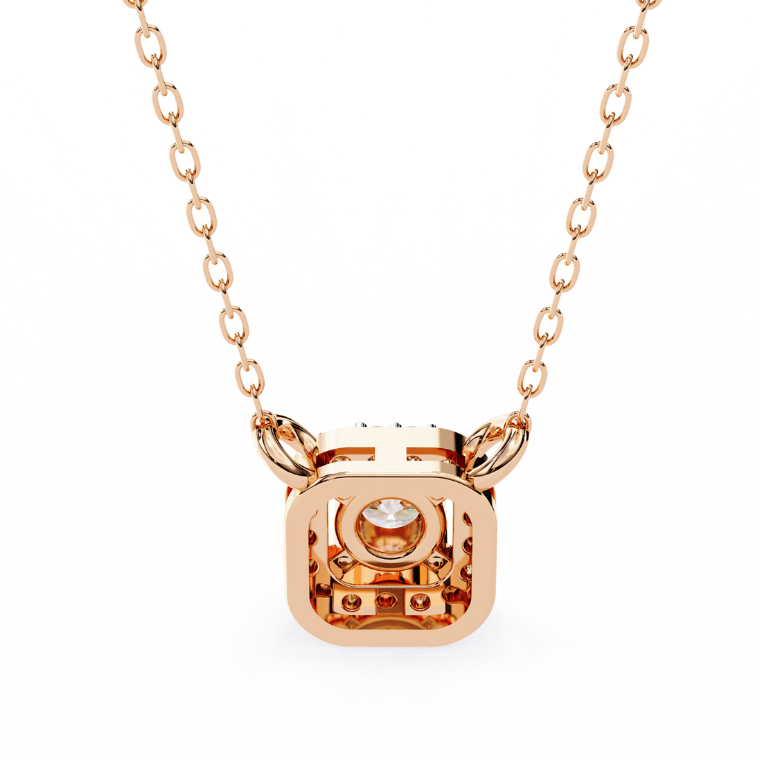 Square Halo Diamond Pendant Necklace