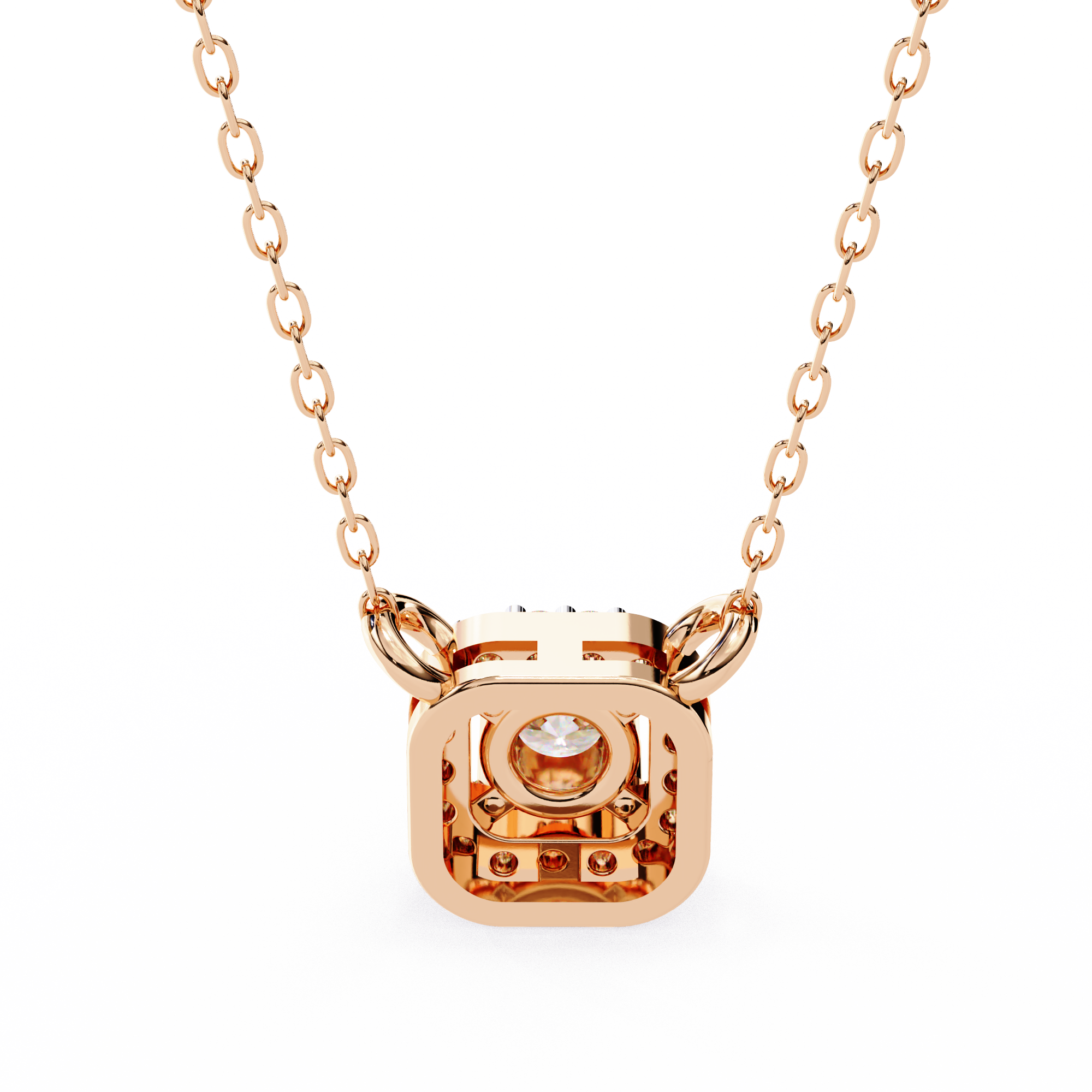Square Halo Diamond Pendant Necklace