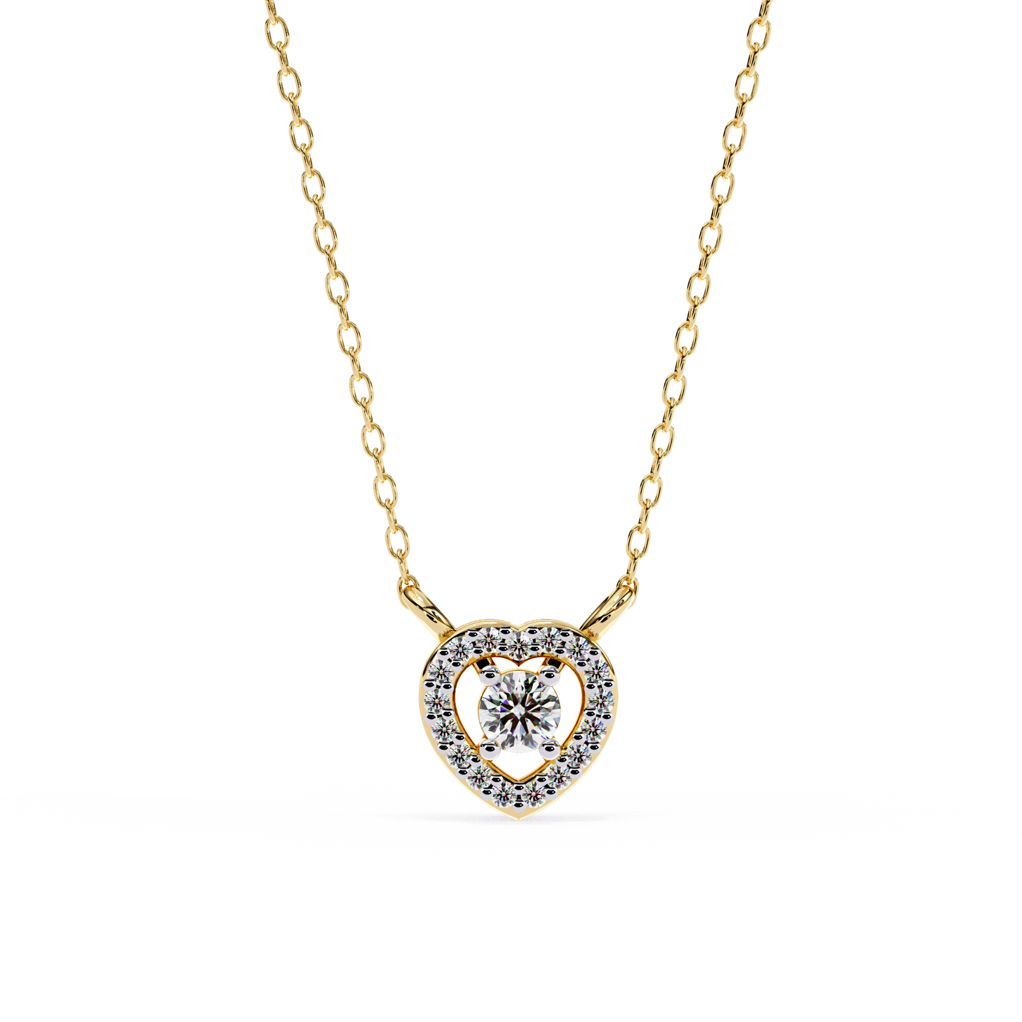 Classic Heart Diamond Pendant Necklace