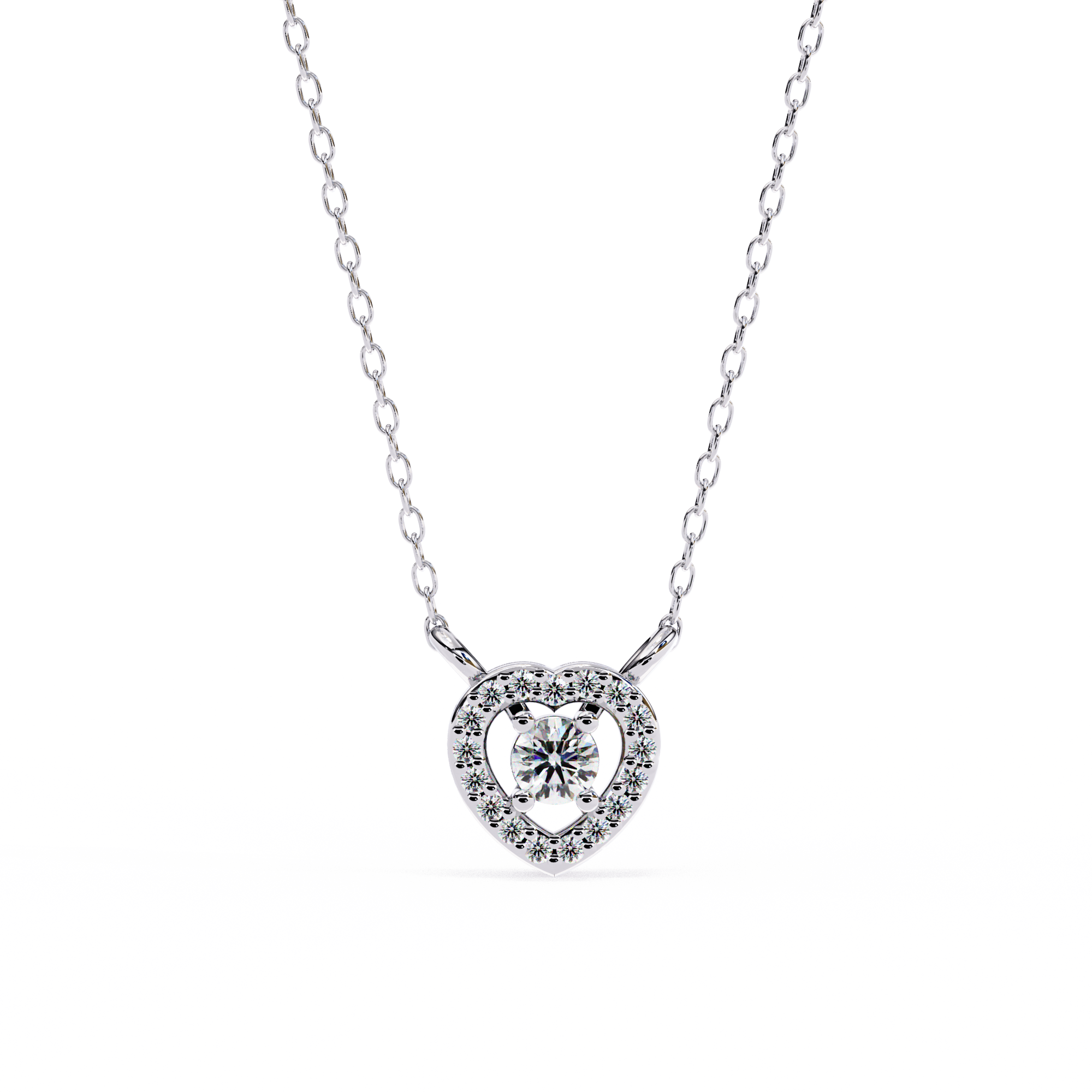 Classic Heart Diamond Pendant Necklace