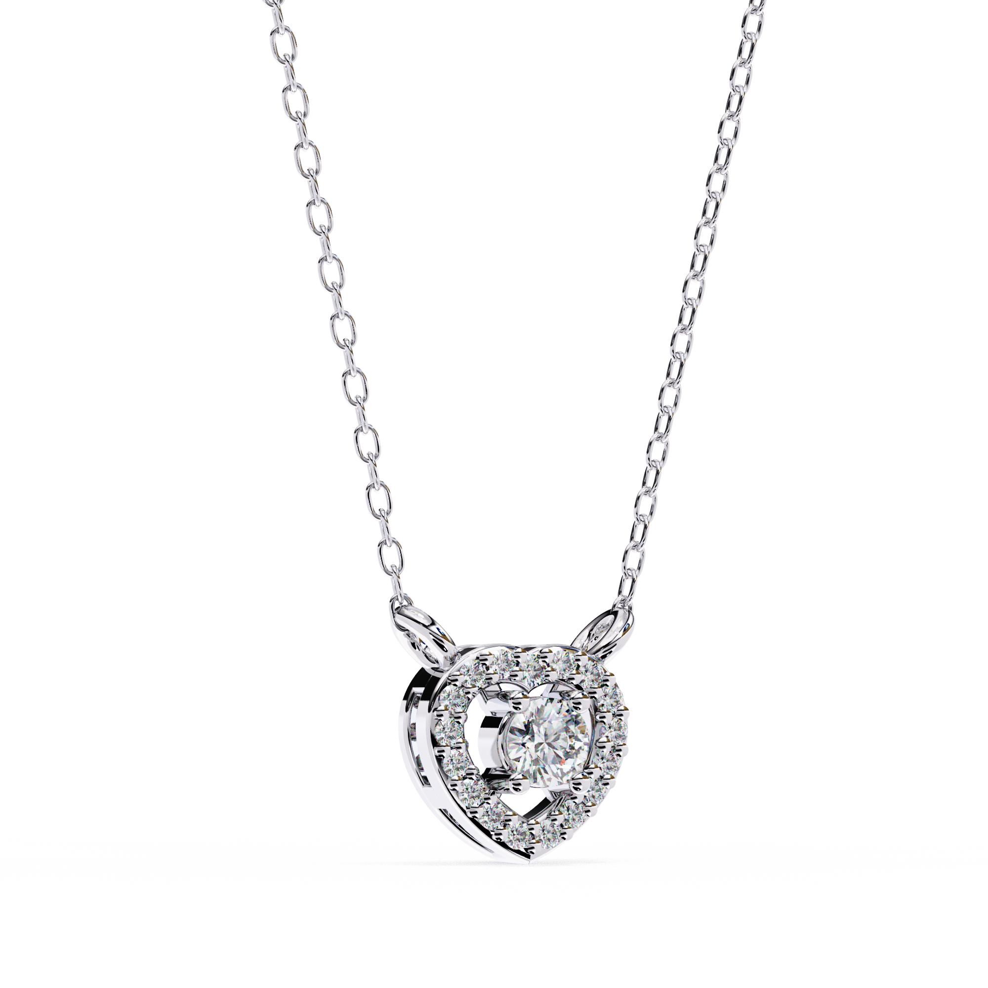 Classic Heart Diamond Pendant Necklace