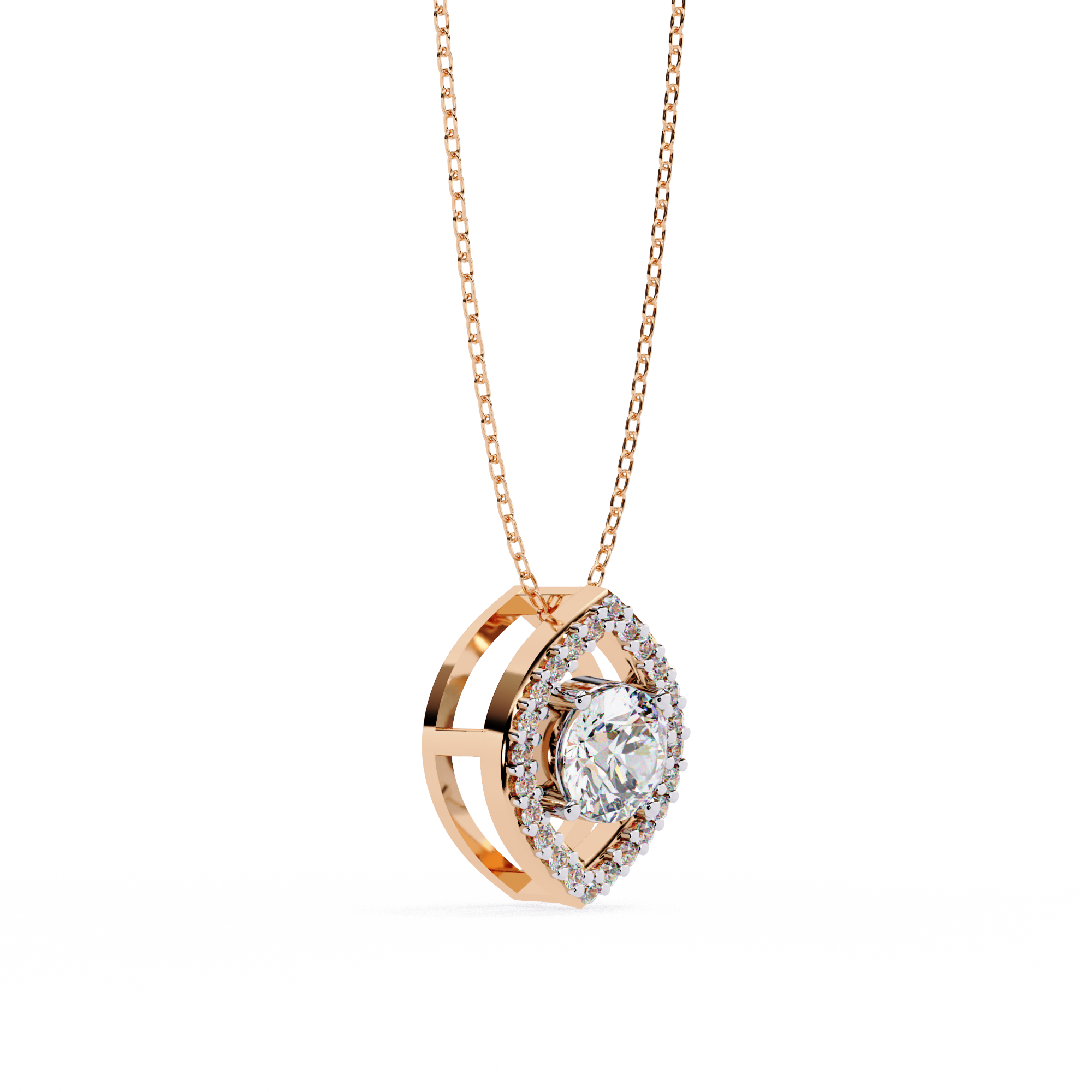 Timeless Oval Diamond Halo Pendant