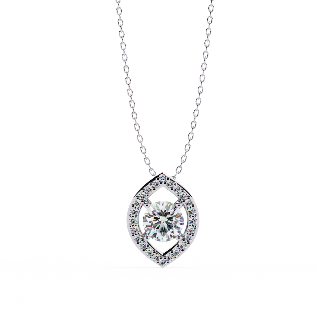 Timeless Oval Diamond Halo Pendant