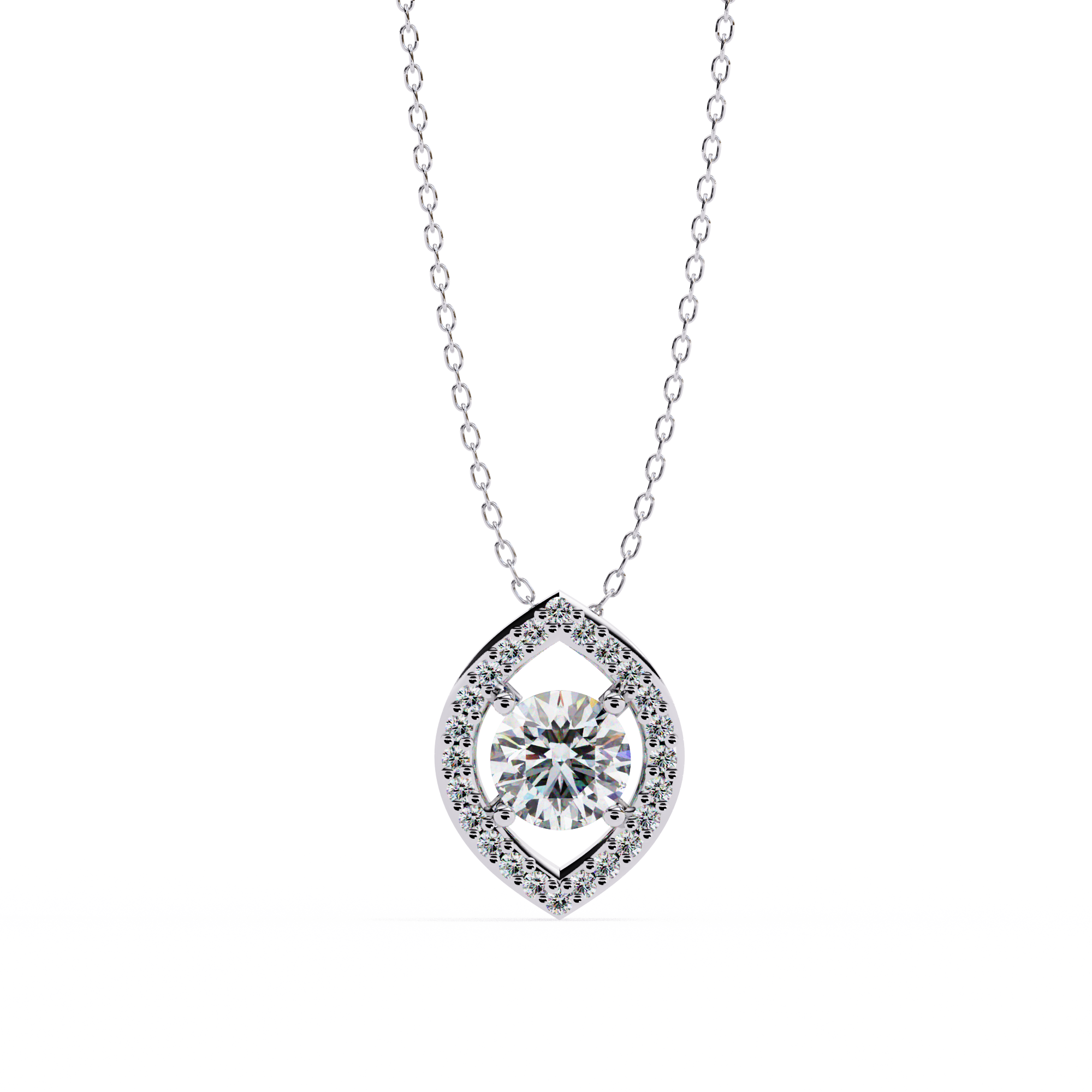 Timeless Oval Diamond Halo Pendant