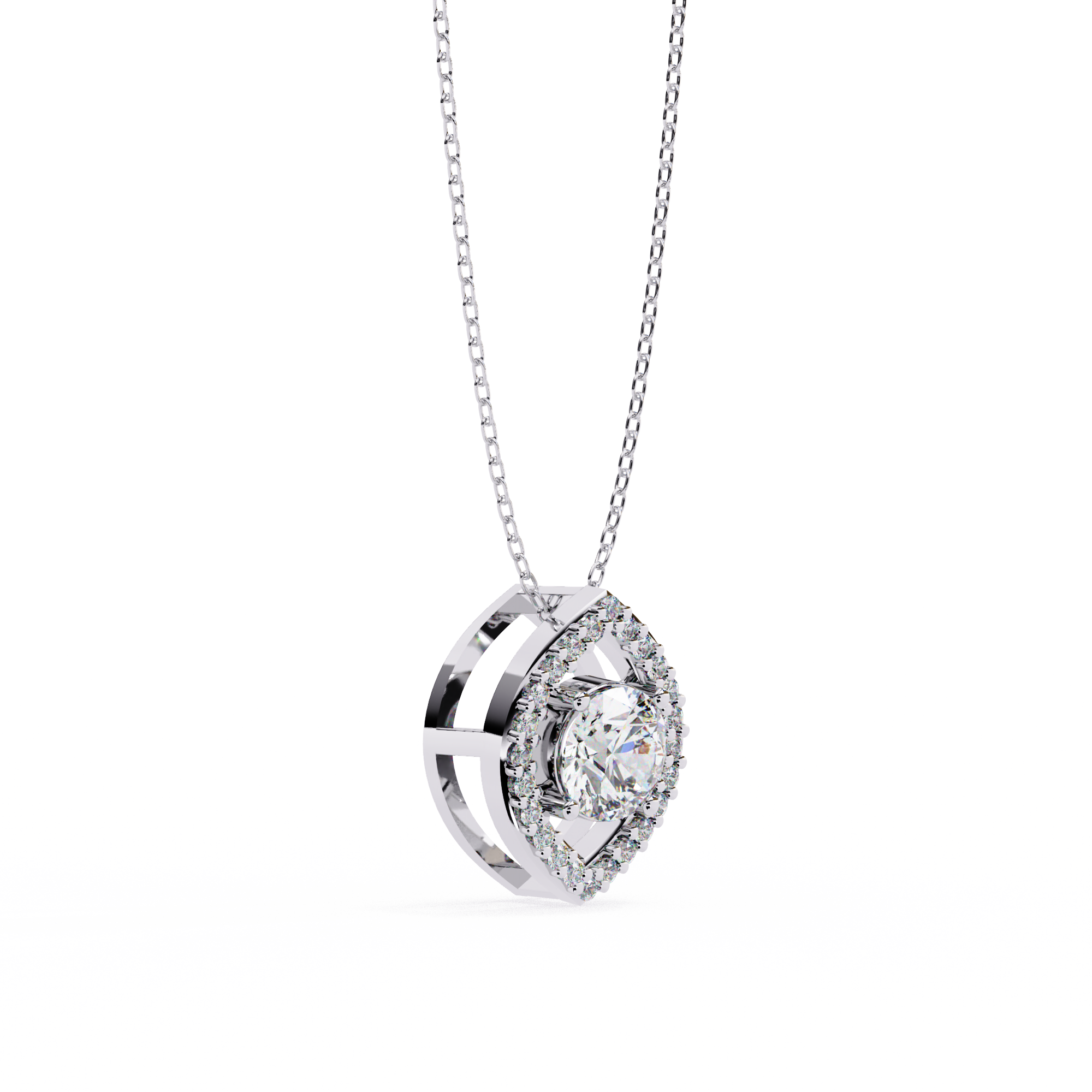 Timeless Oval Diamond Halo Pendant