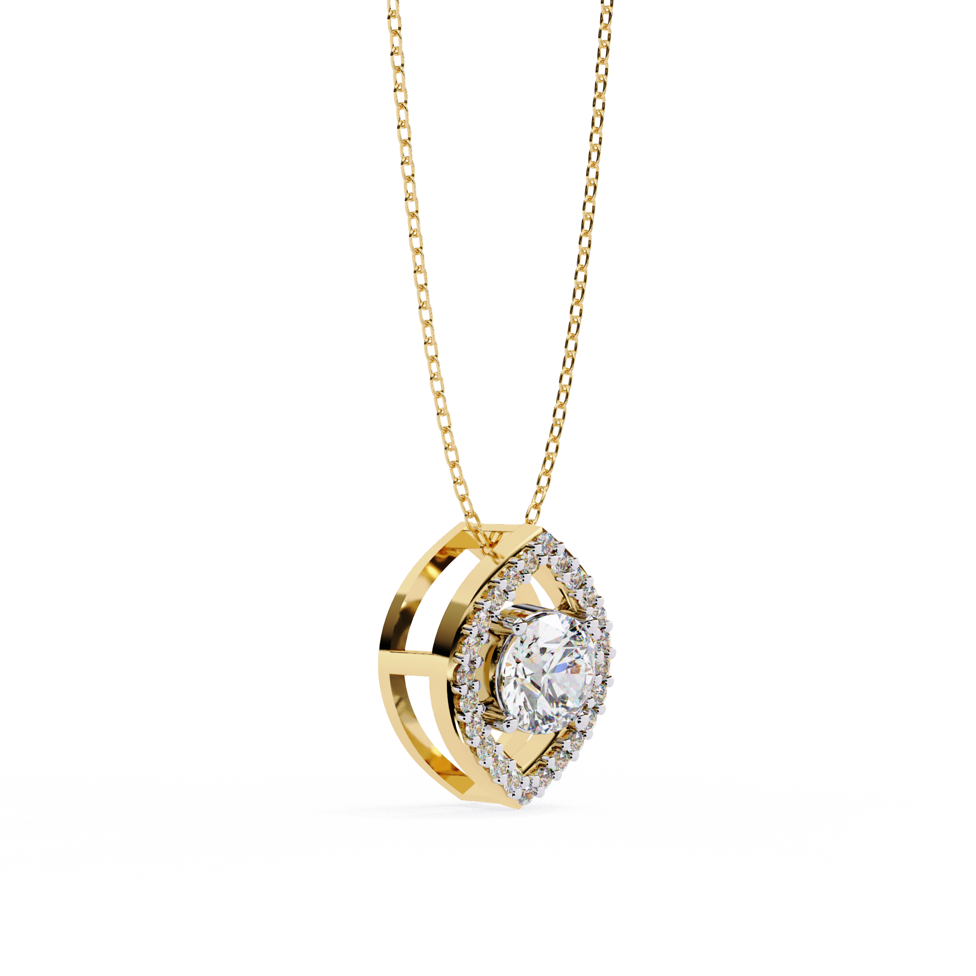 Timeless Oval Diamond Halo Pendant