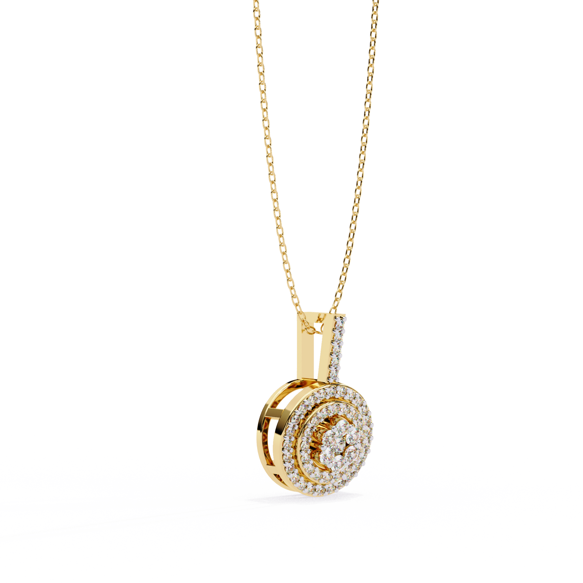 Double Halo Diamond Circle Pendant