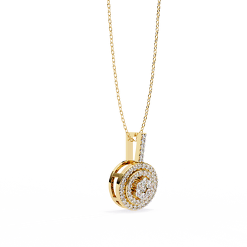 Double Halo Diamond Circle Pendant