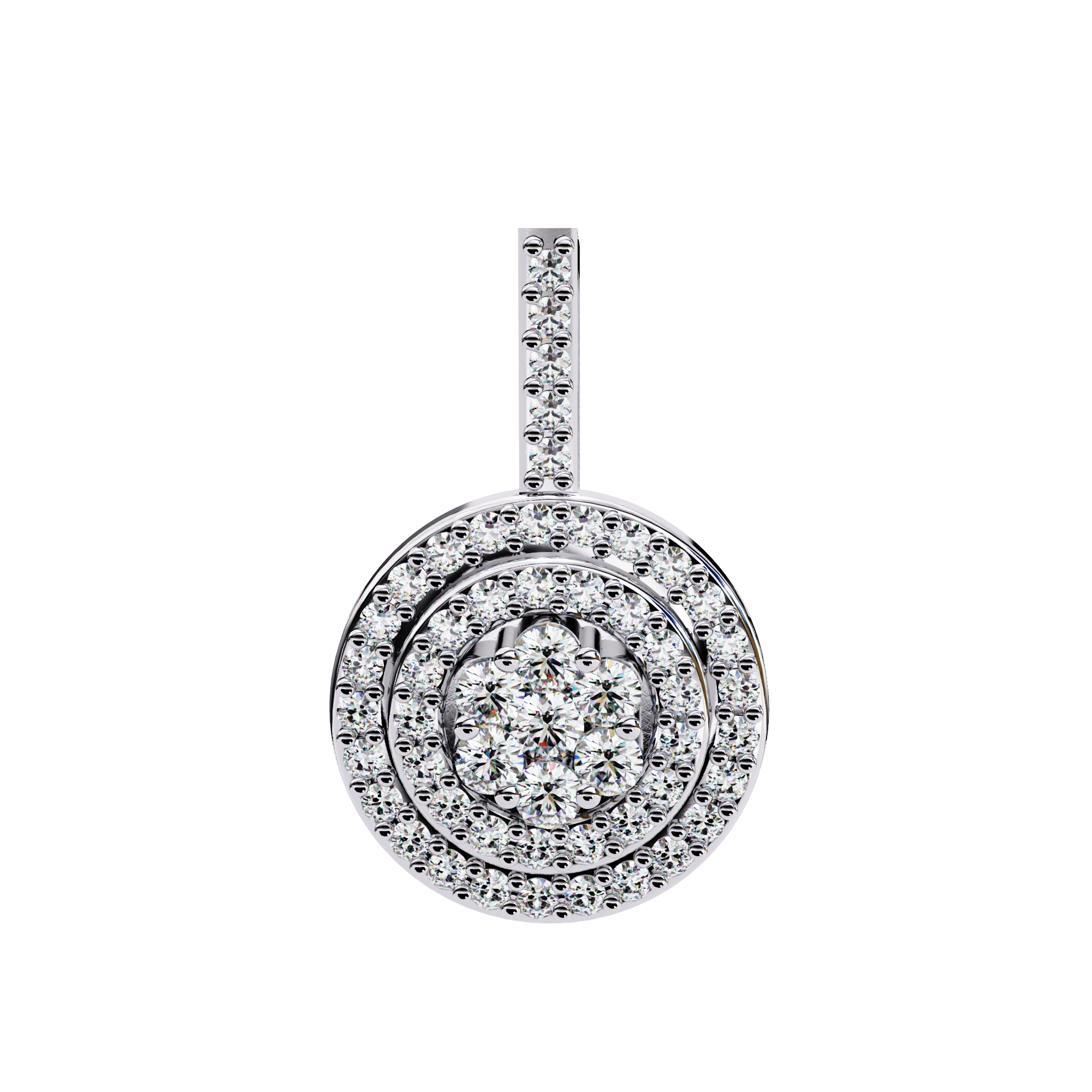 Double Halo Diamond Circle Pendant