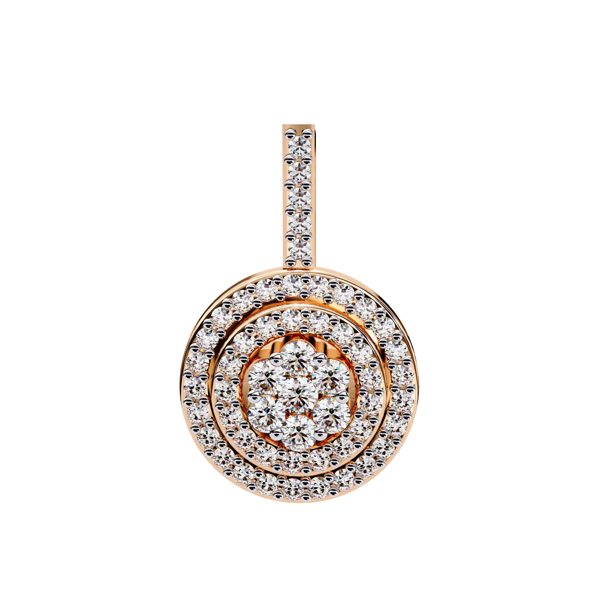 Double Halo Diamond Circle Pendant