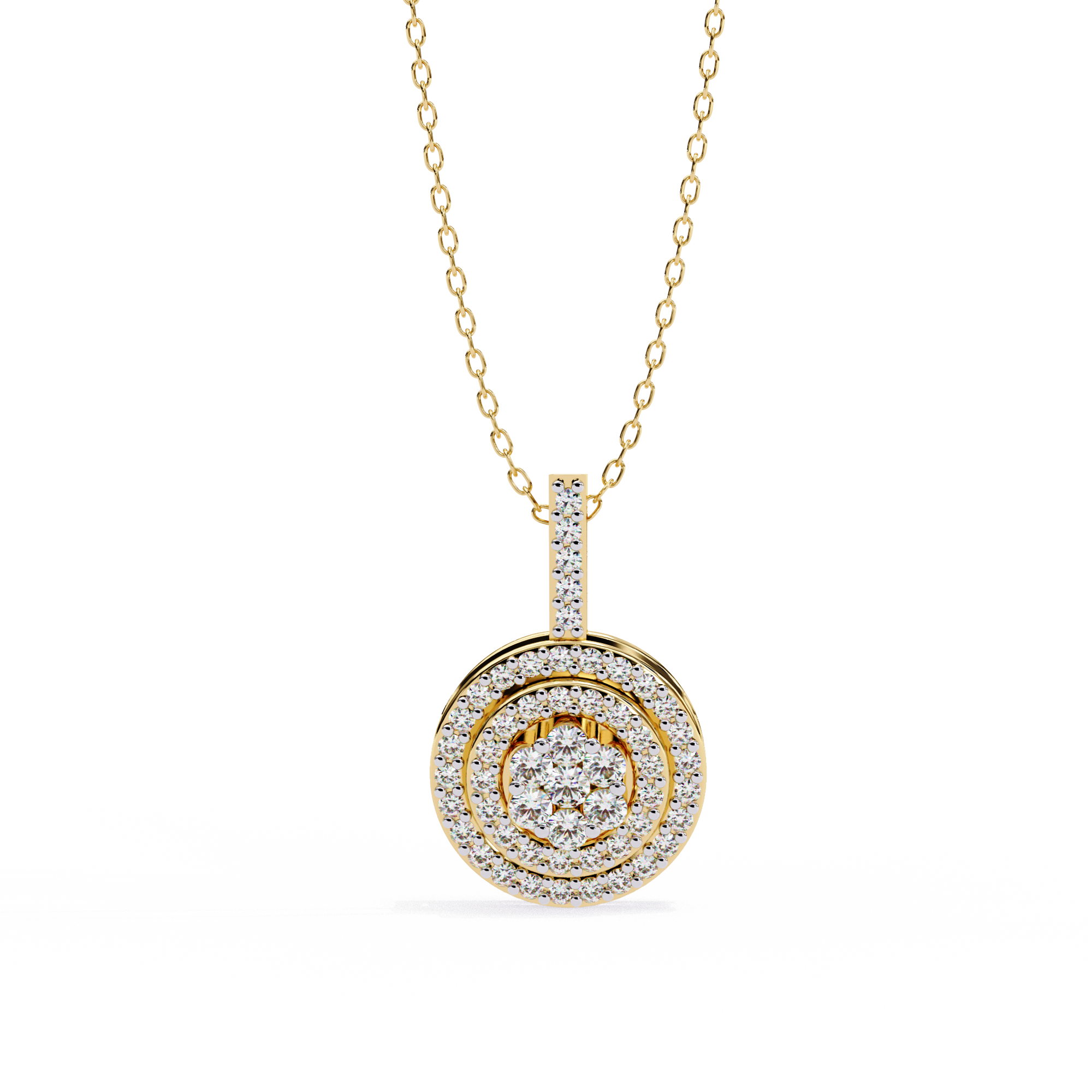 Double Halo Diamond Circle Pendant