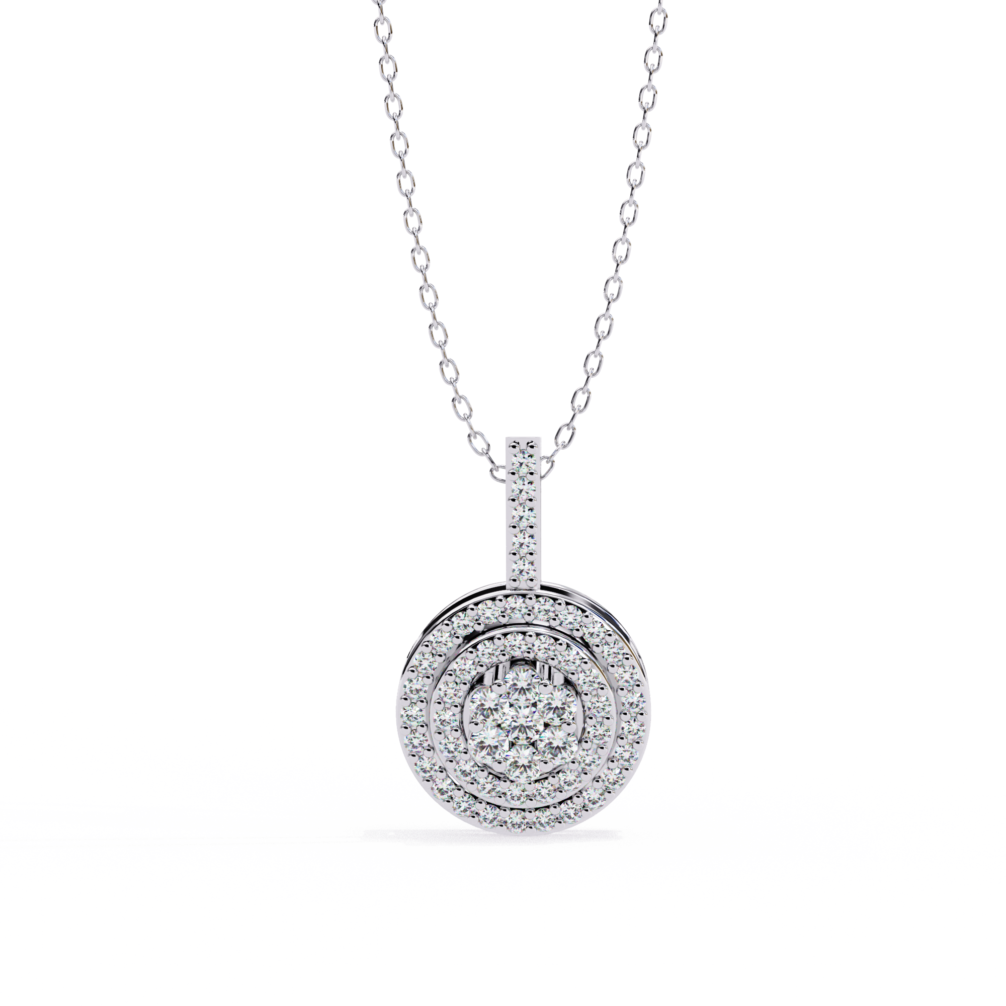 Double Halo Diamond Circle Pendant