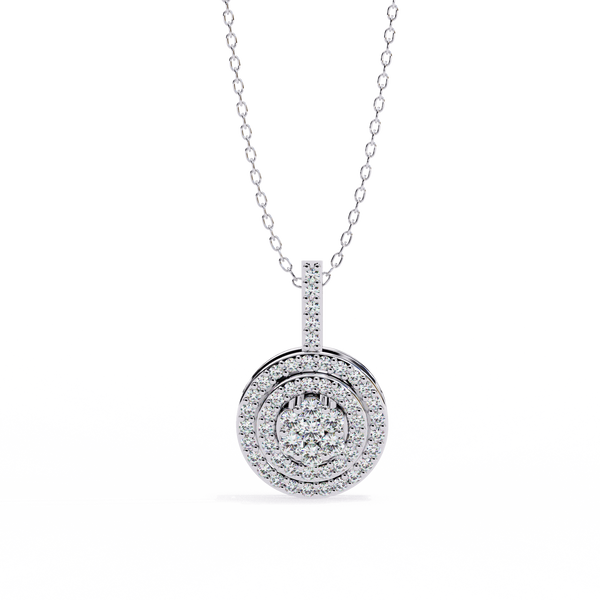 Double Halo Lab Grown Diamond Circle Pendant
