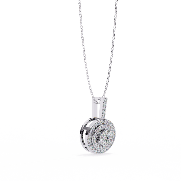 Double Halo Lab Grown Diamond Circle Pendant