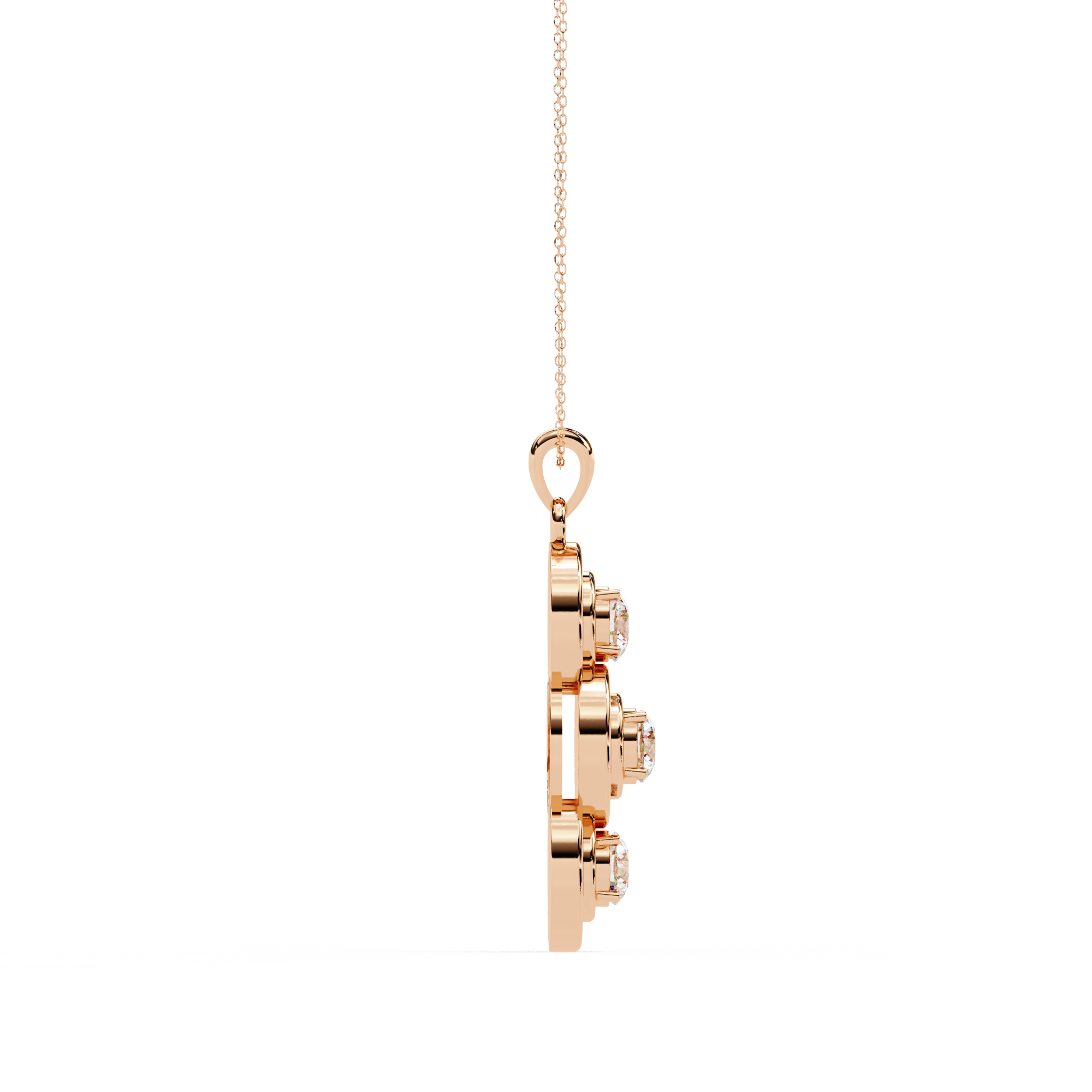Triple Circle Diamond Pendant Necklace