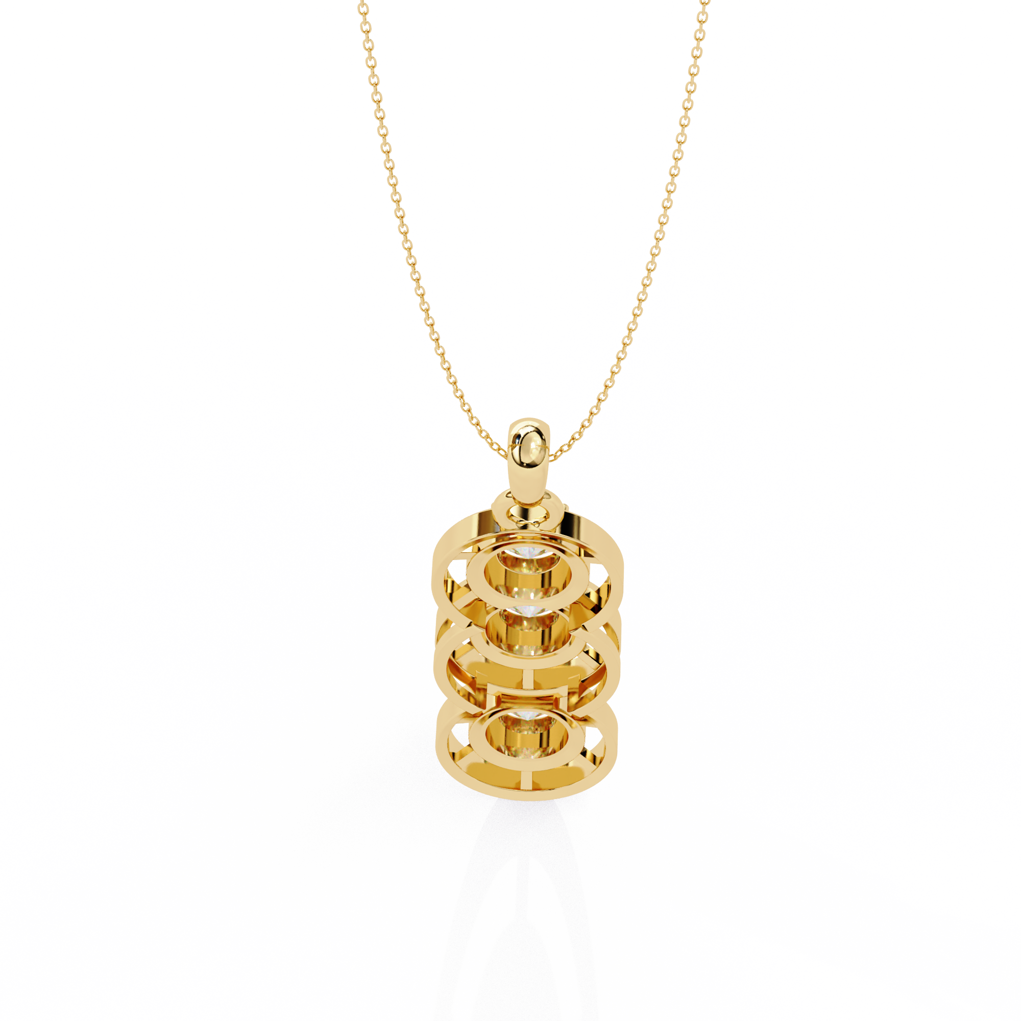 Triple Circle Diamond Pendant Necklace
