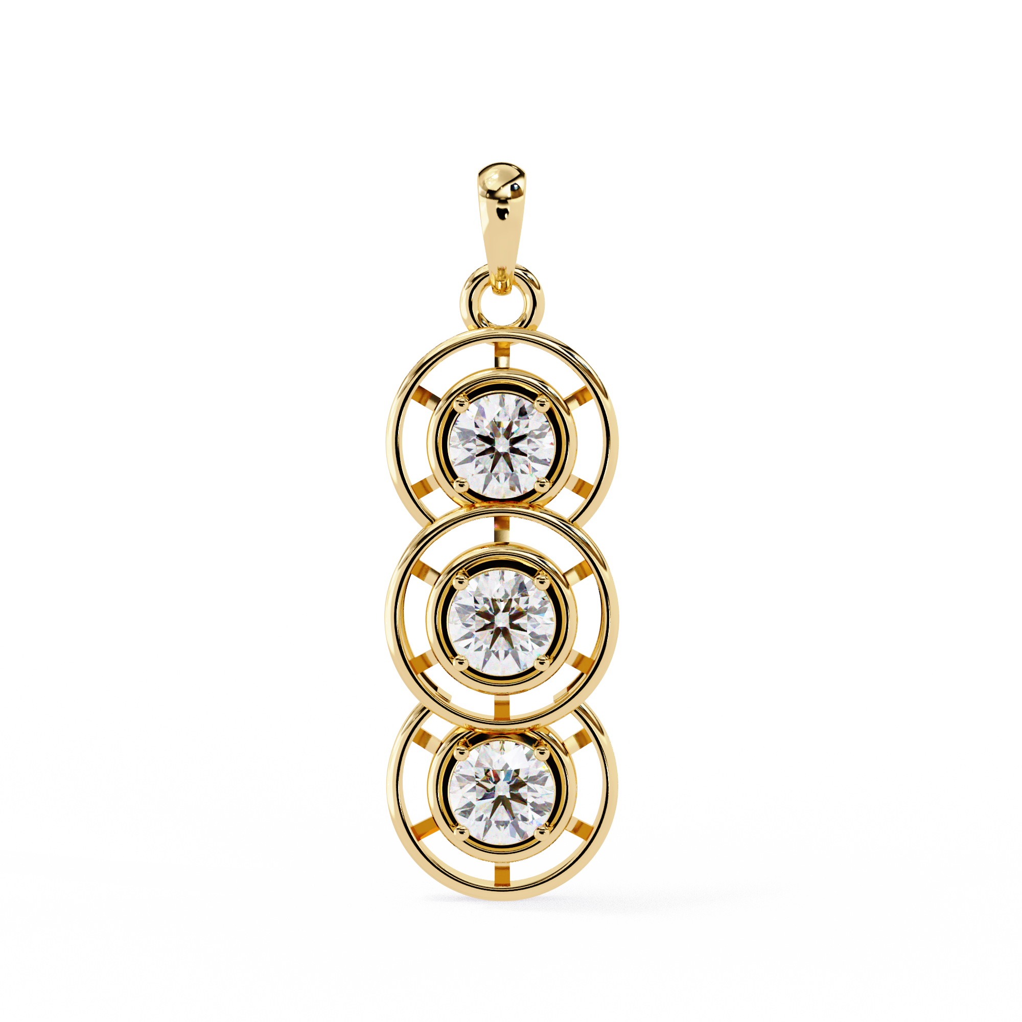 Triple Circle Diamond Pendant Necklace