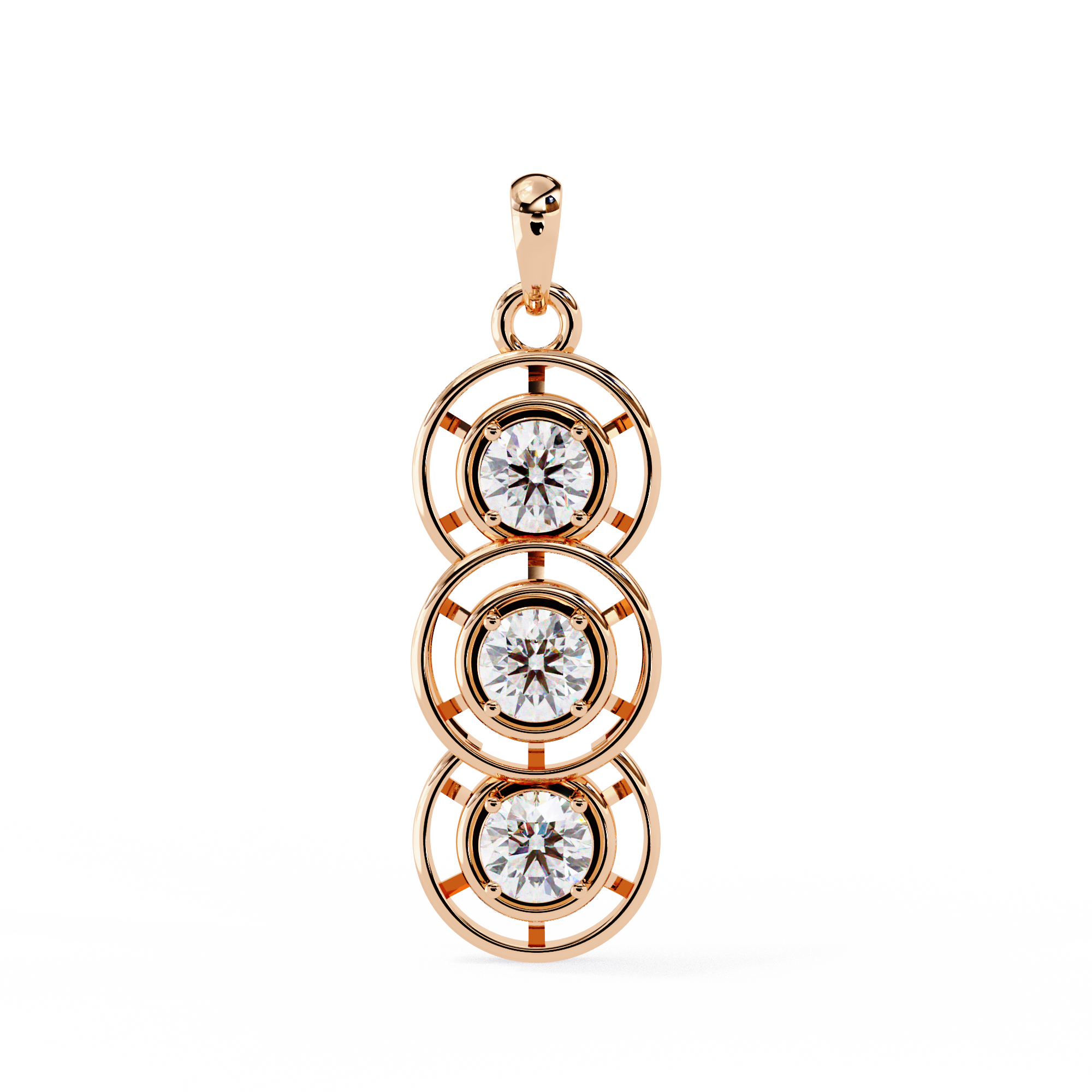 Triple Circle Diamond Pendant Necklace