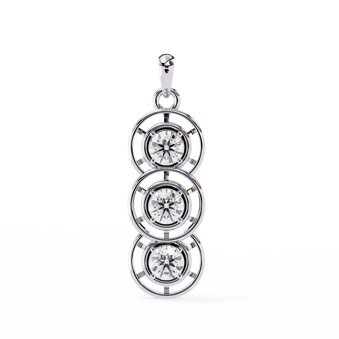 Triple Circle Diamond Pendant Necklace