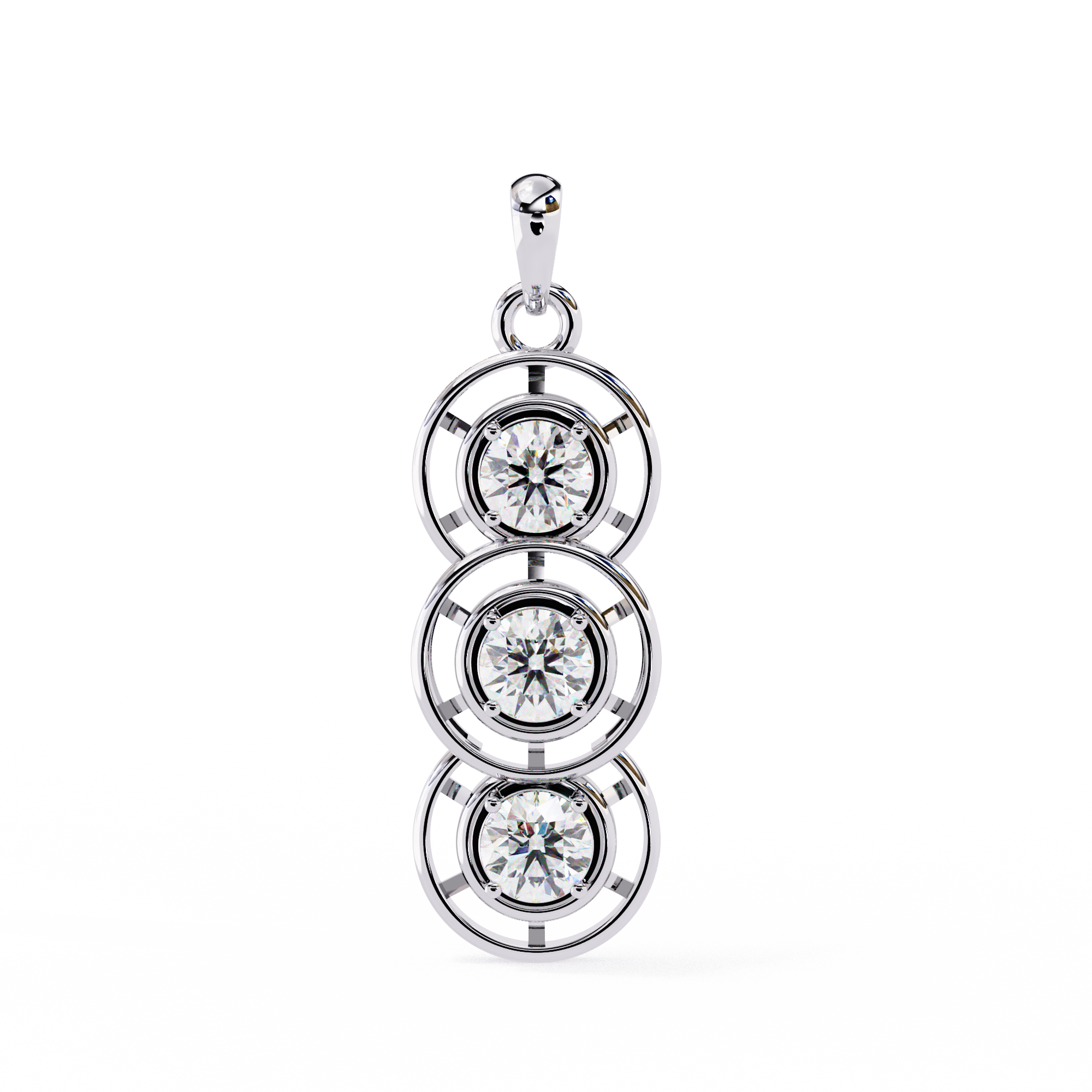 Triple Circle Diamond Pendant Necklace