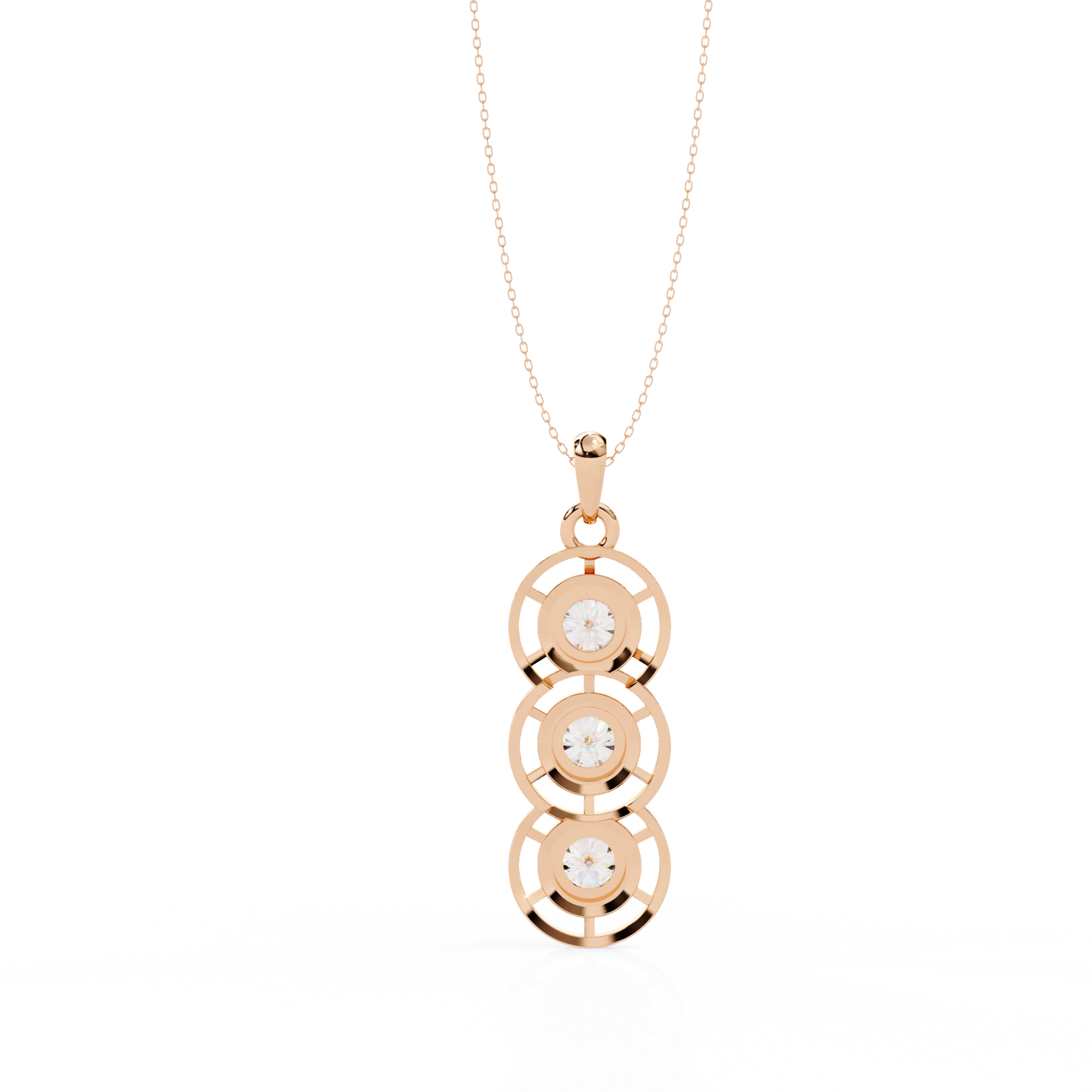 Triple Circle Diamond Pendant Necklace