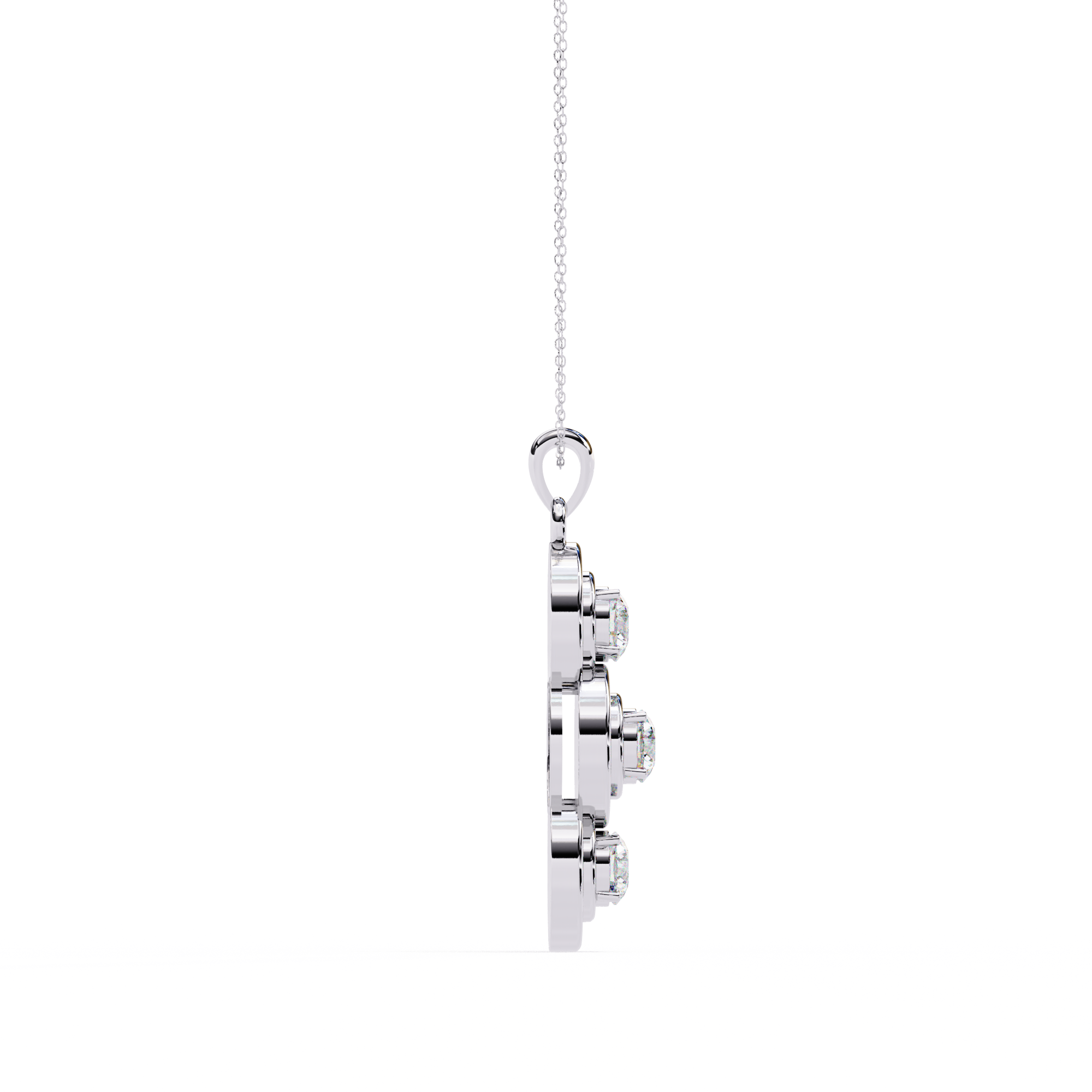 Triple Circle Diamond Pendant Necklace