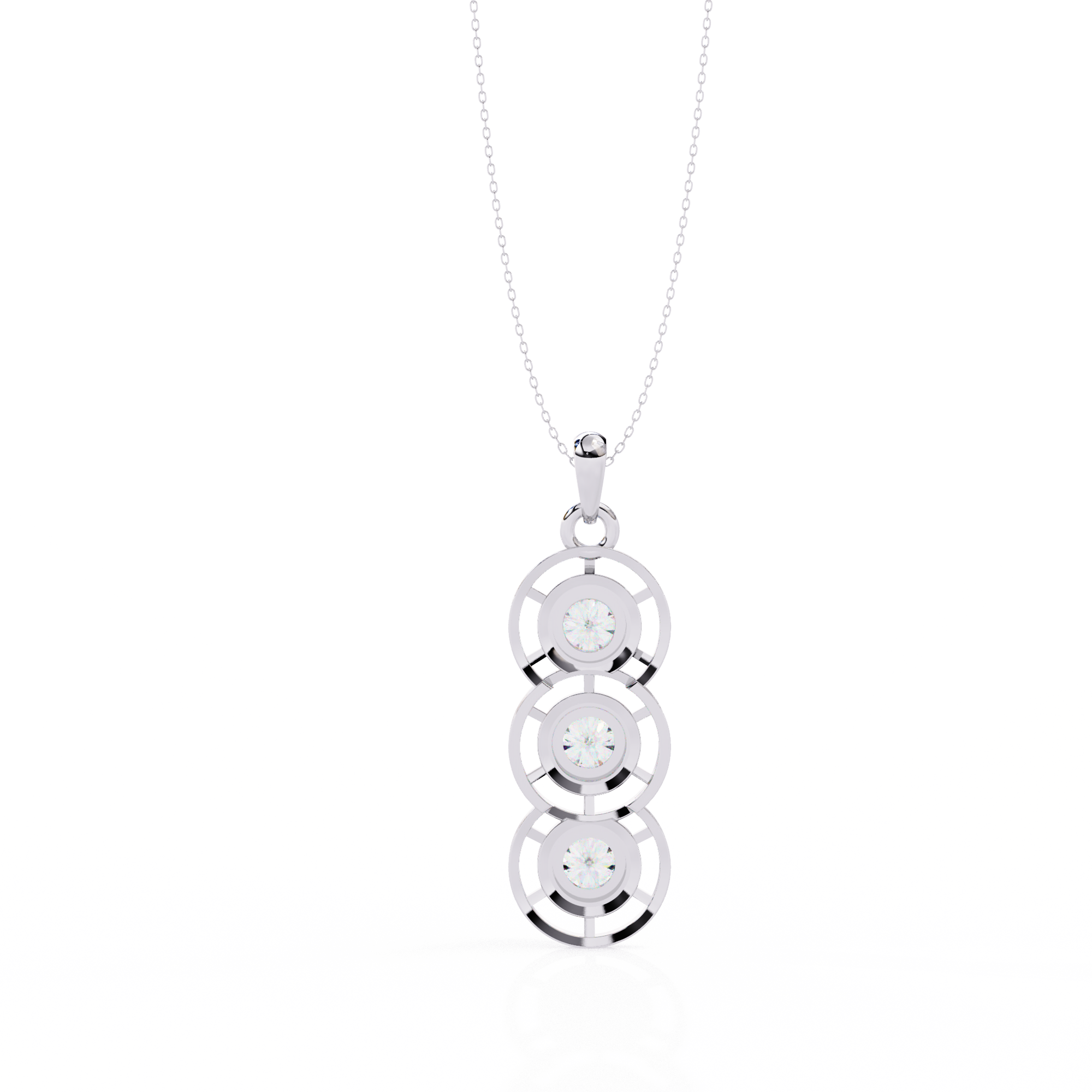Triple Circle Diamond Pendant Necklace