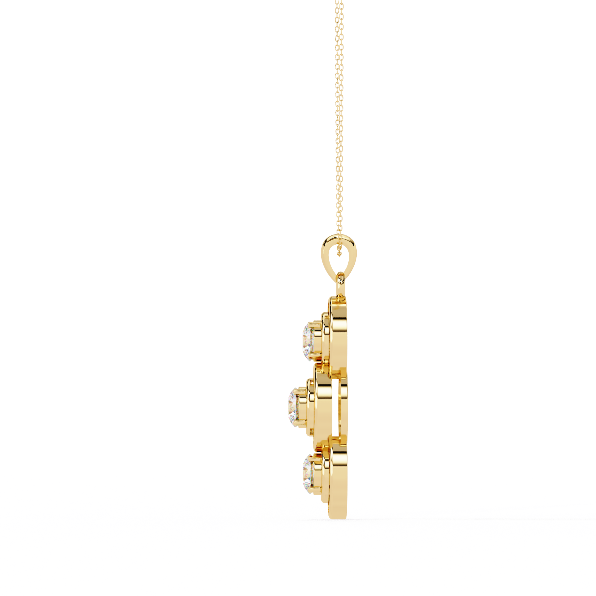 Triple Circle Diamond Pendant Necklace