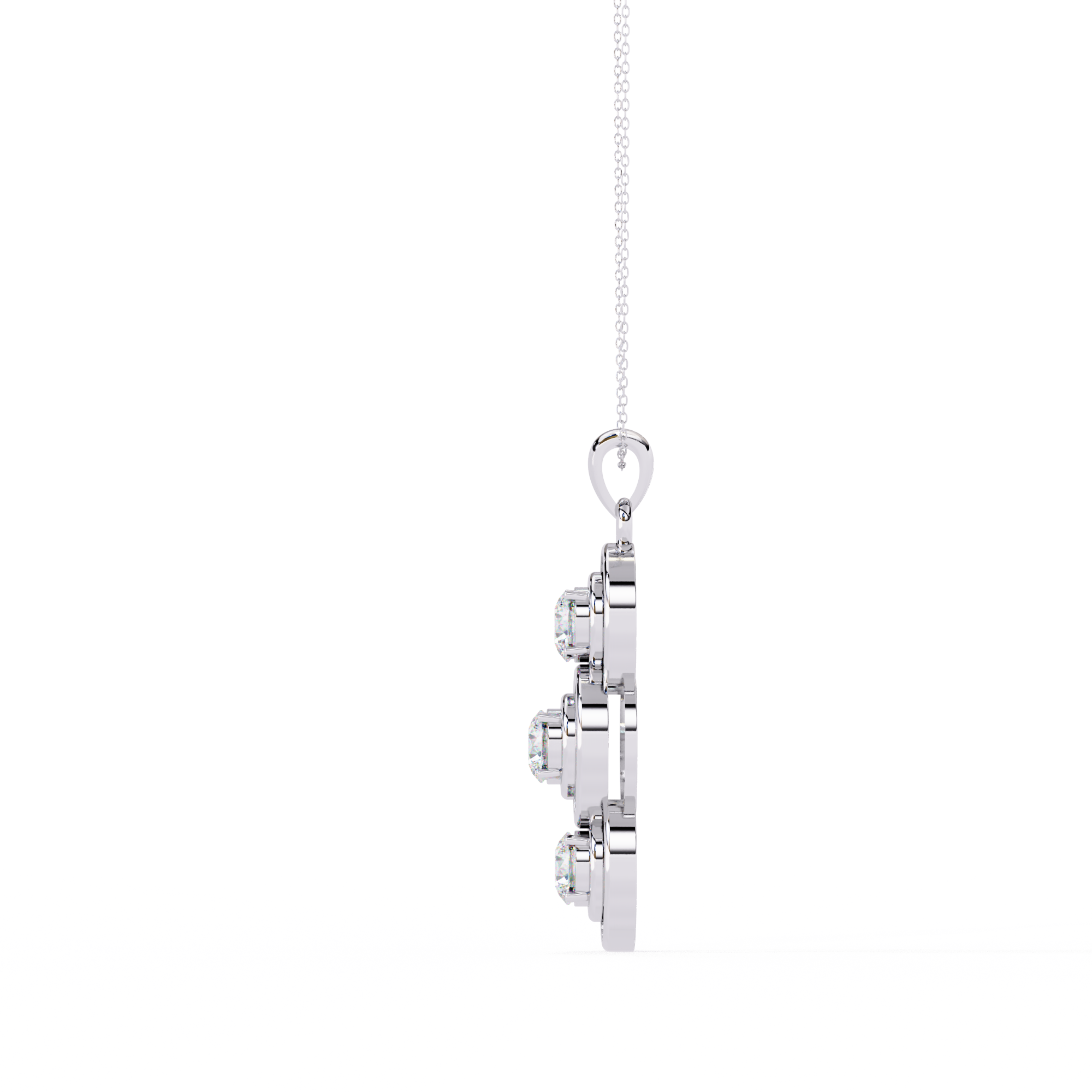 Triple Circle Diamond Pendant Necklace