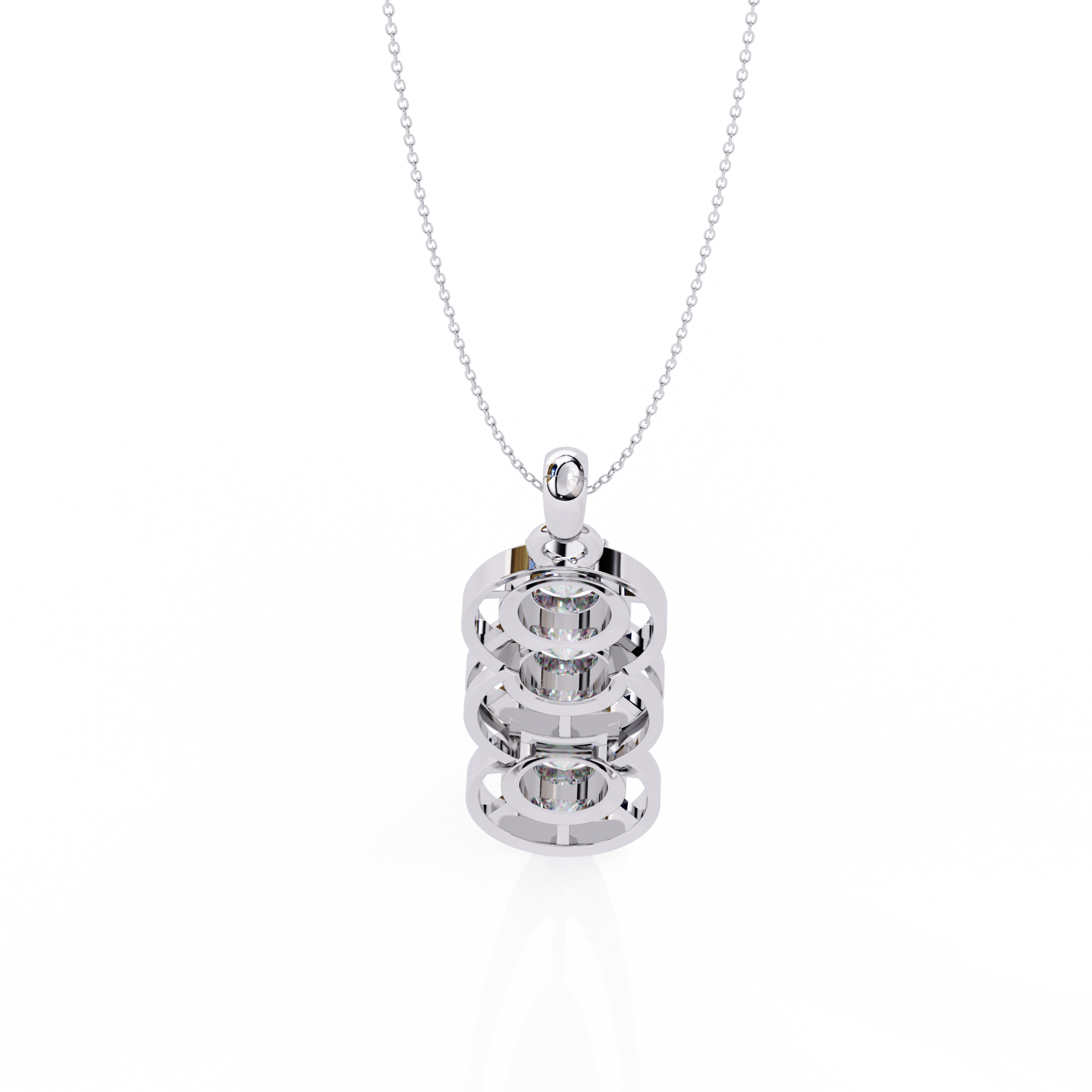 Triple Circle Diamond Pendant Necklace