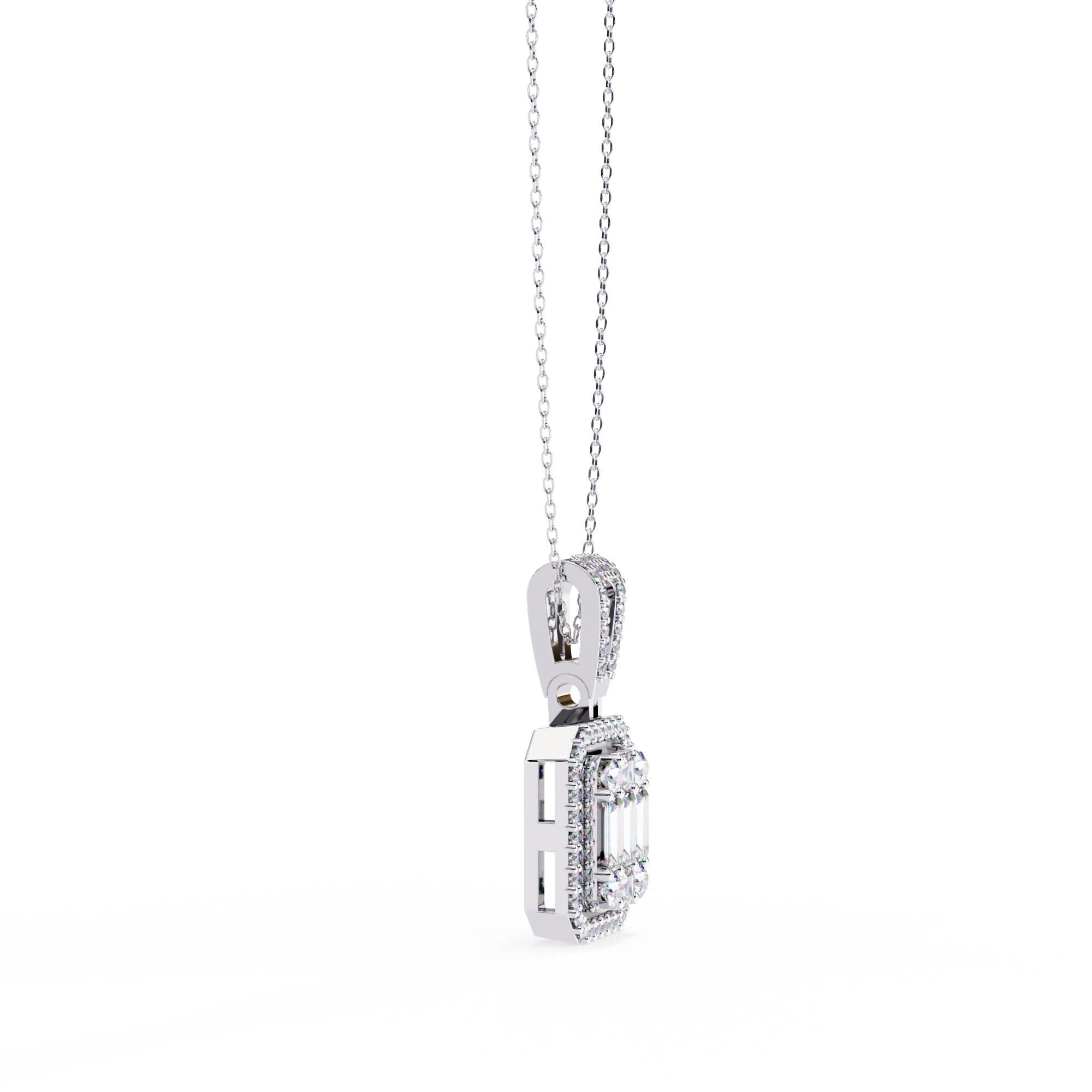 Baguette and Round Diamond  Pendant