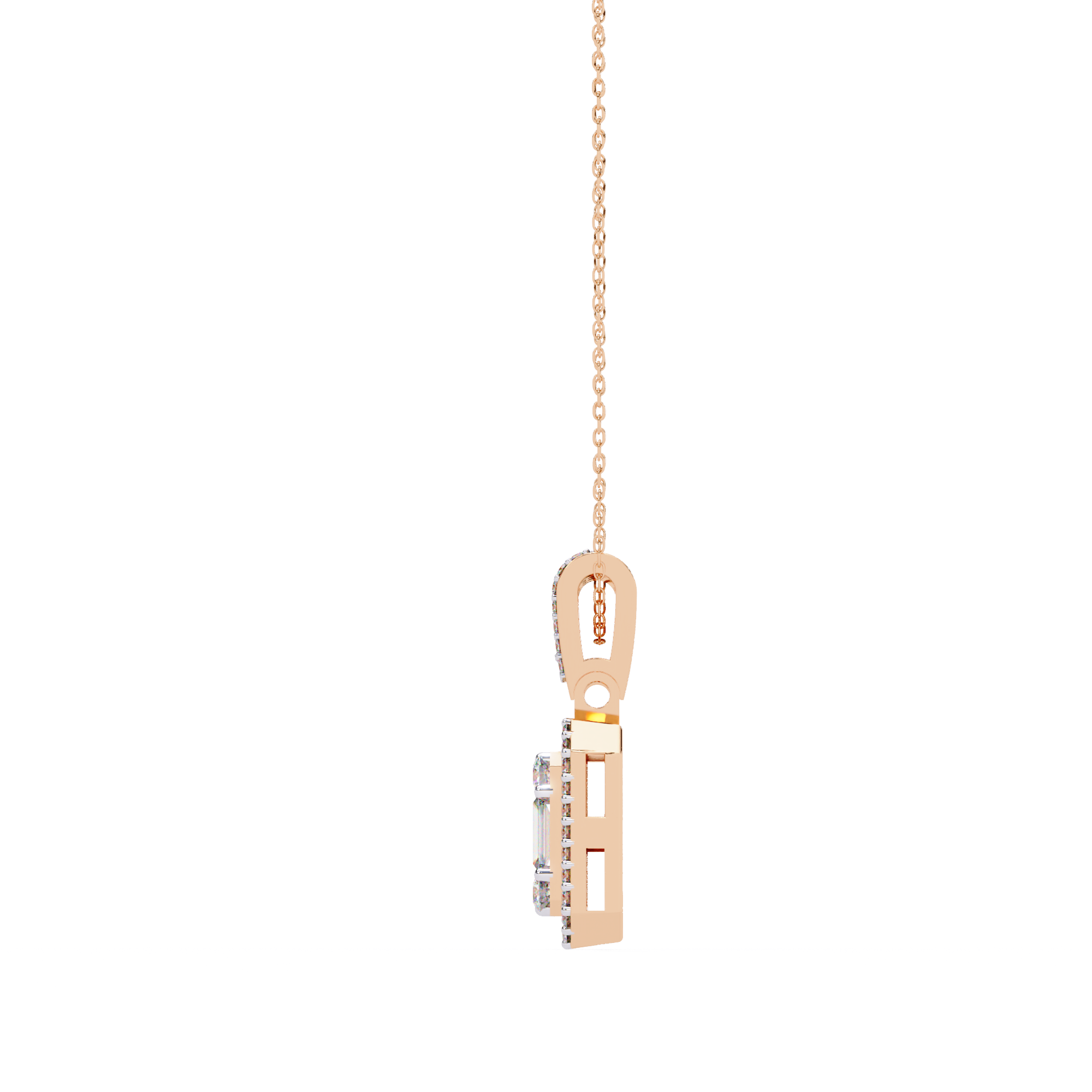 Baguette and Round Diamond  Pendant