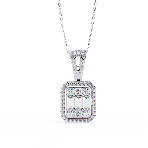 Baguette and Round Lab Grown Diamond  Pendant