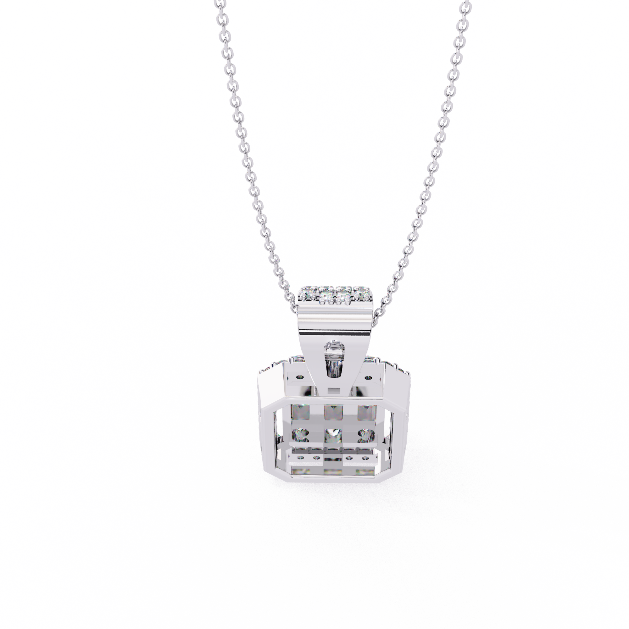 Baguette and Round Diamond  Pendant
