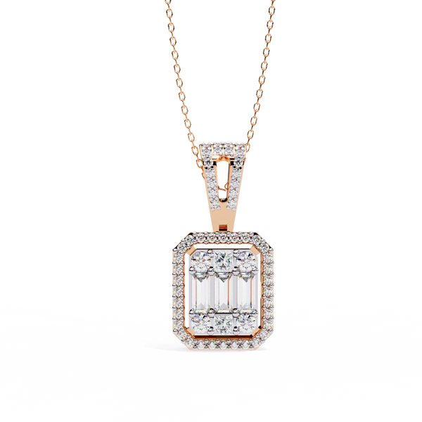 Baguette and Round Lab Grown Diamond  Pendant