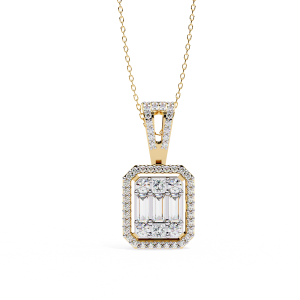 Baguette and Round Lab Grown Diamond  Pendant
