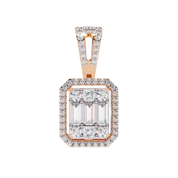 Baguette and Round Lab Grown Diamond  Pendant
