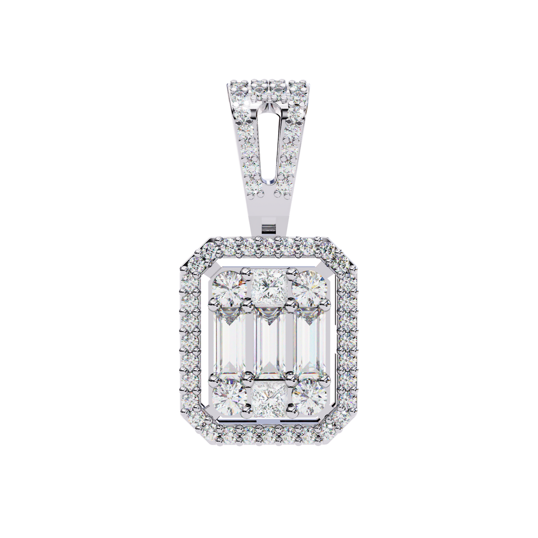 Baguette and Round Diamond  Pendant