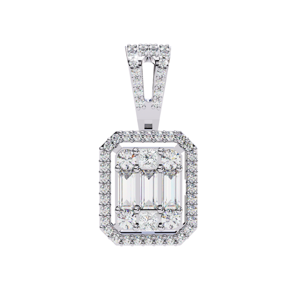 Baguette and Round Lab Grown Diamond  Pendant