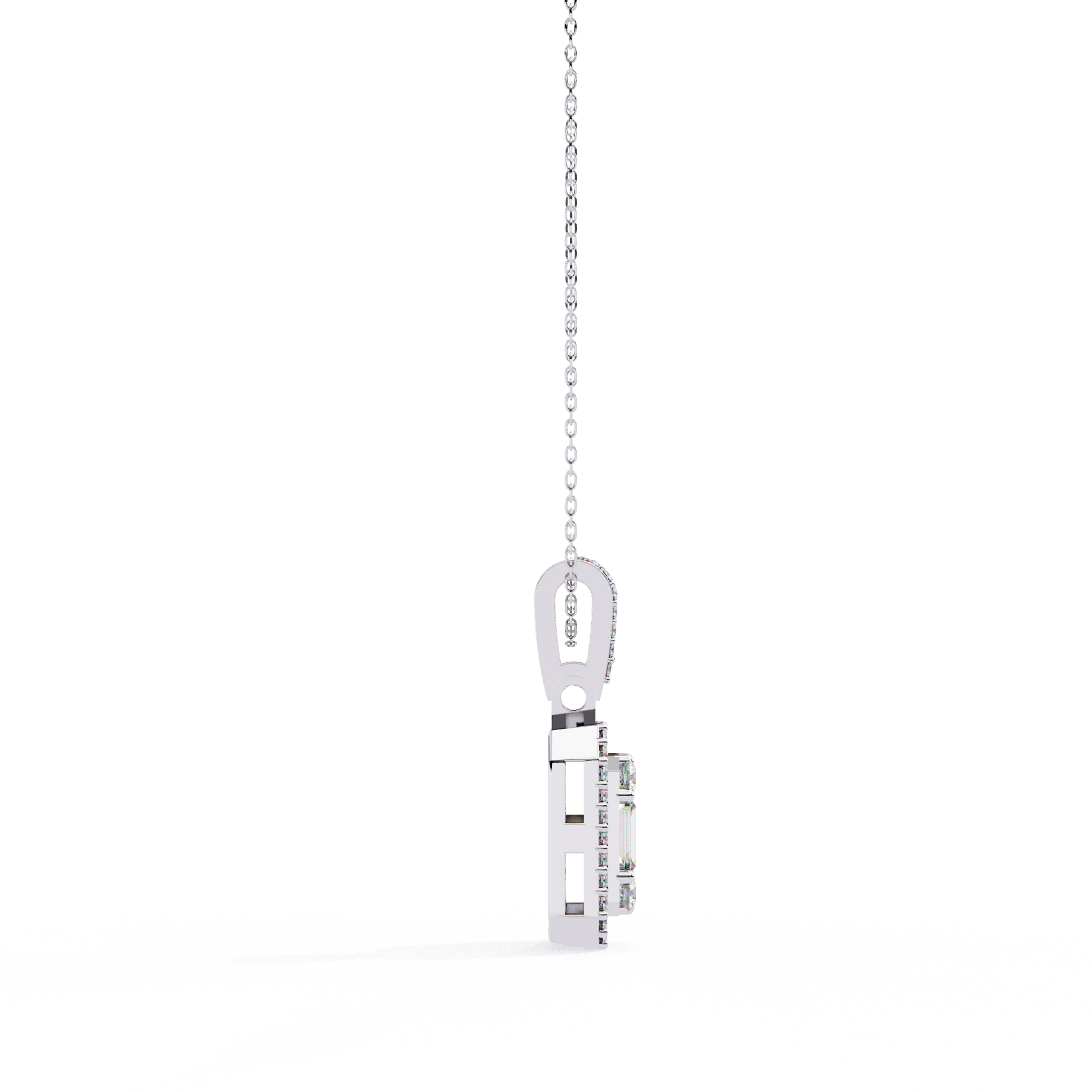 Baguette and Round Diamond  Pendant