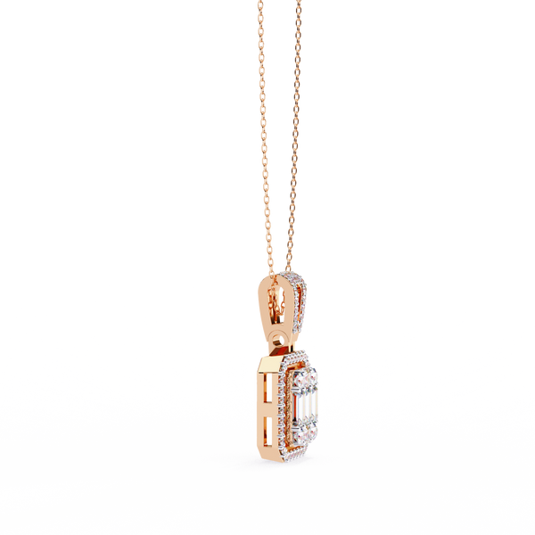 Baguette and Round Lab Grown Diamond  Pendant