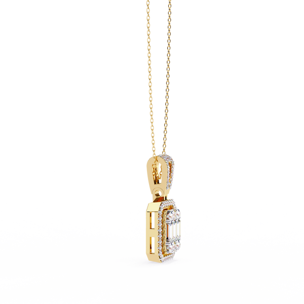 Baguette and Round Lab Grown Diamond  Pendant