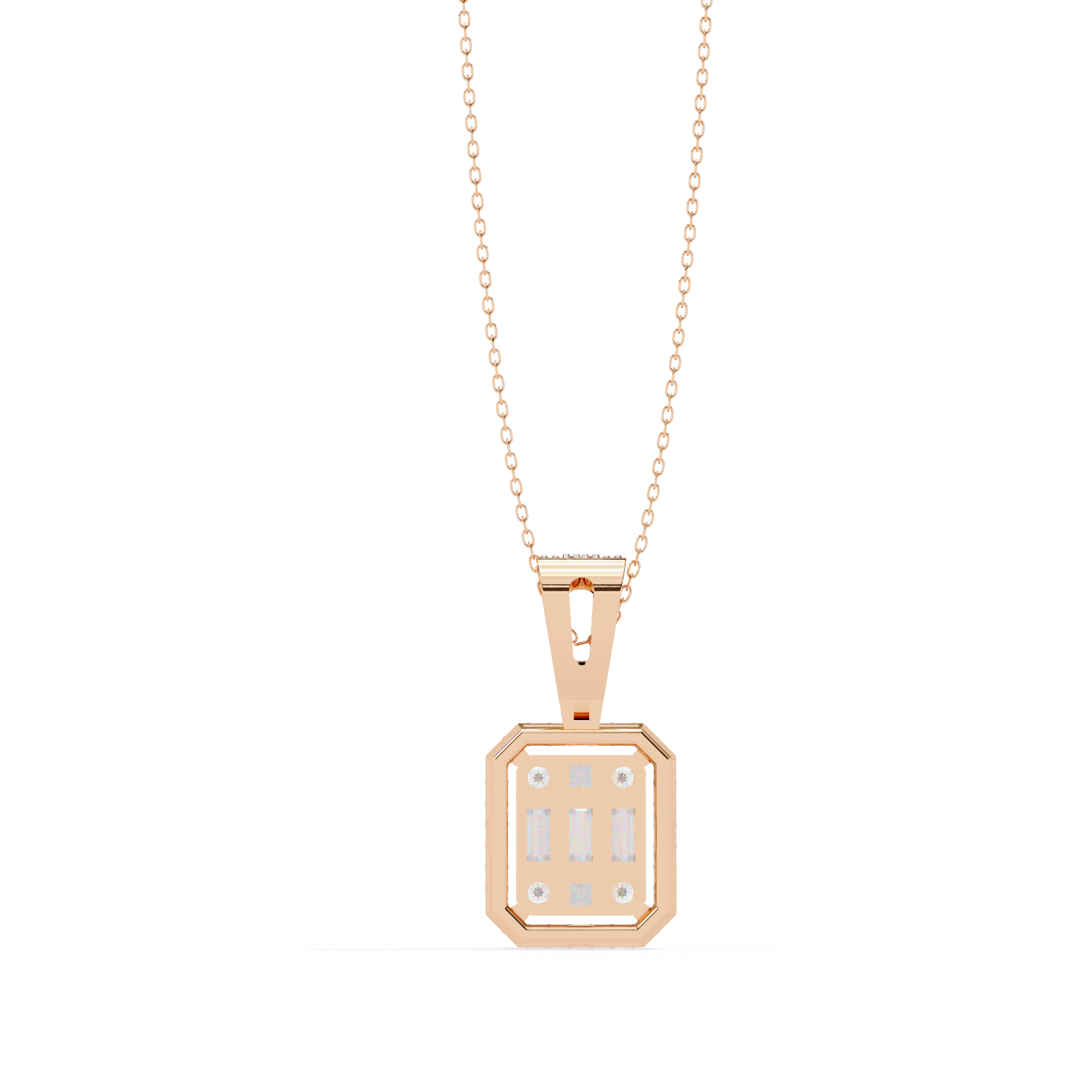 Baguette and Round Diamond  Pendant