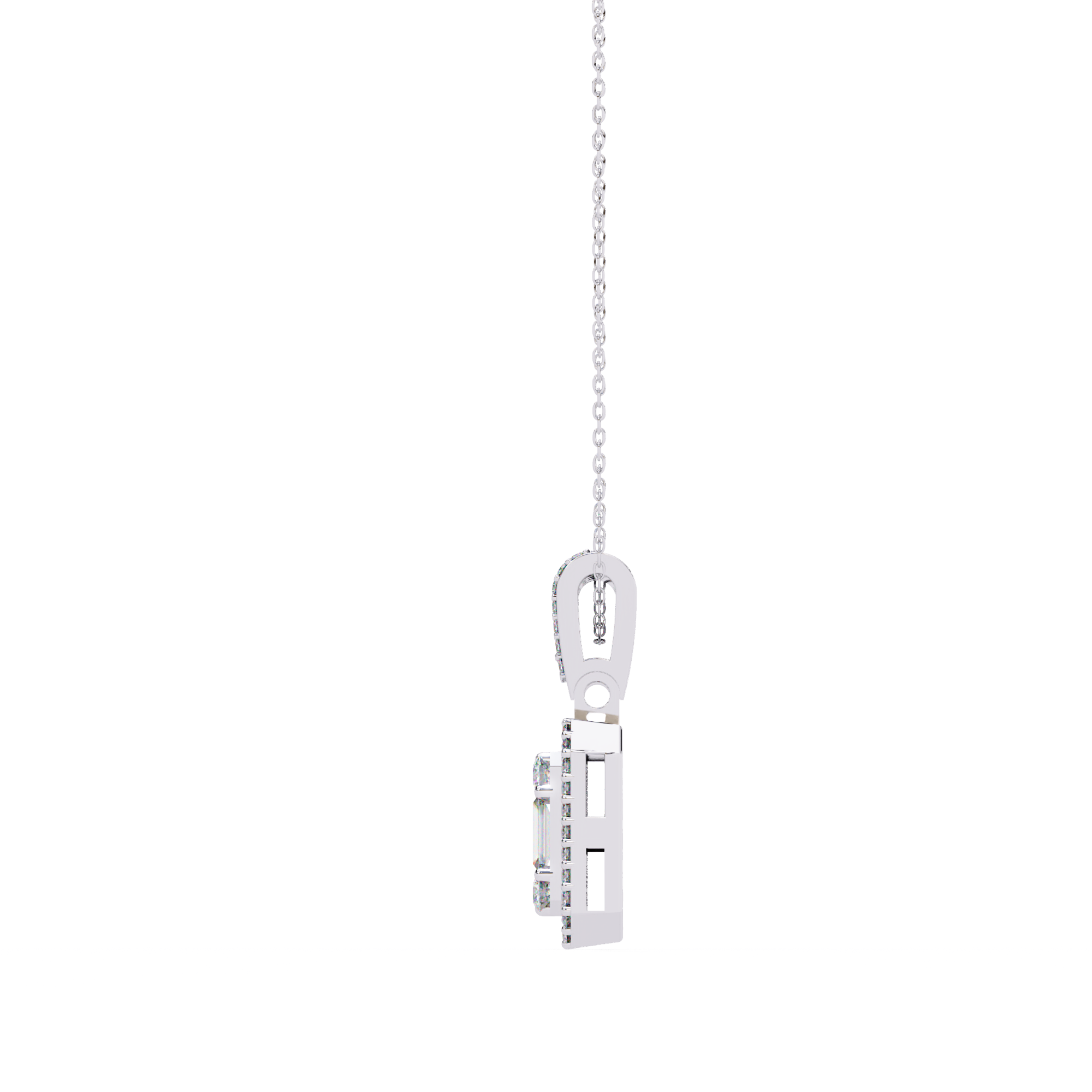 Baguette and Round Diamond  Pendant