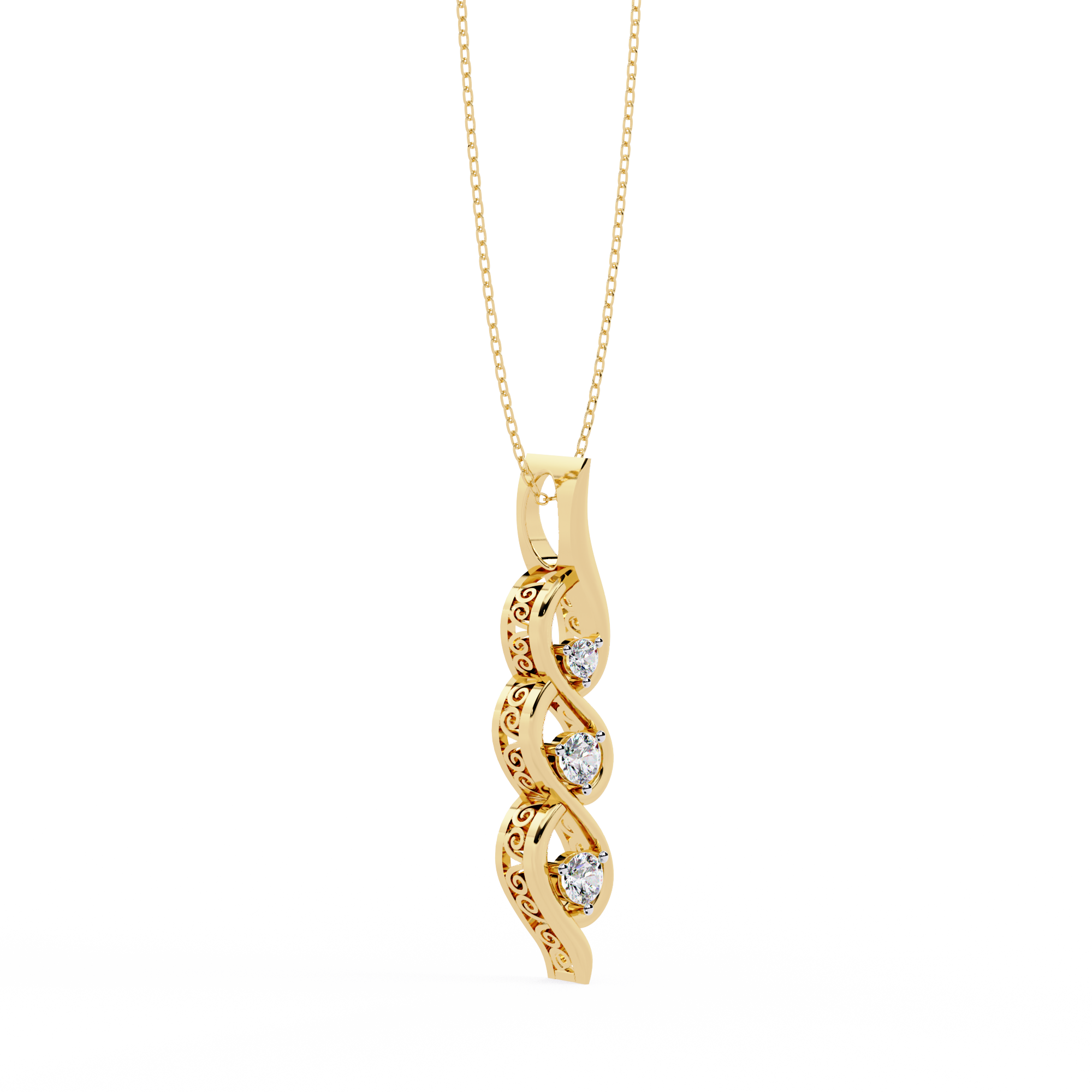 Sirena Diamond Three Stone Pendant: