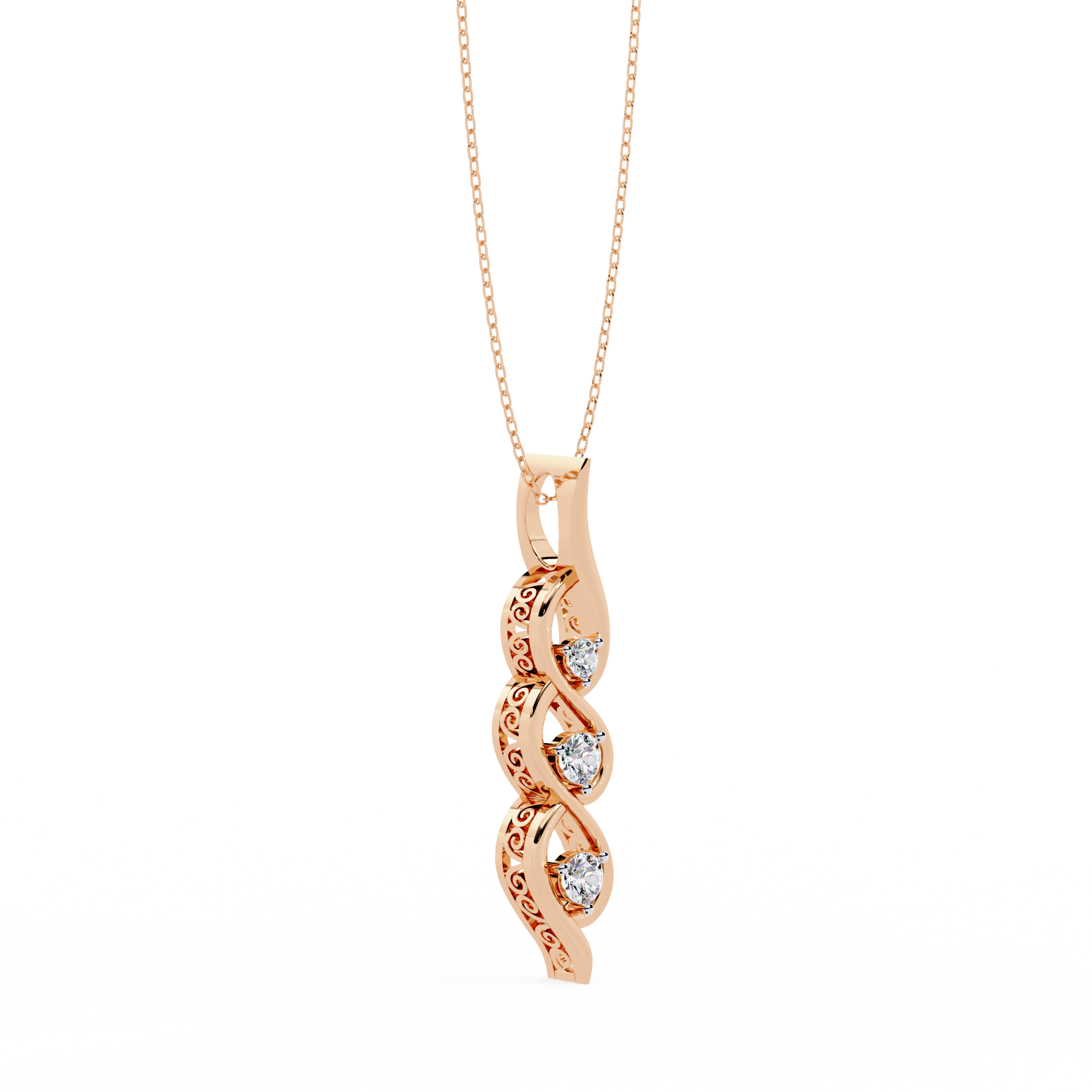 Sirena Diamond Three Stone Pendant: