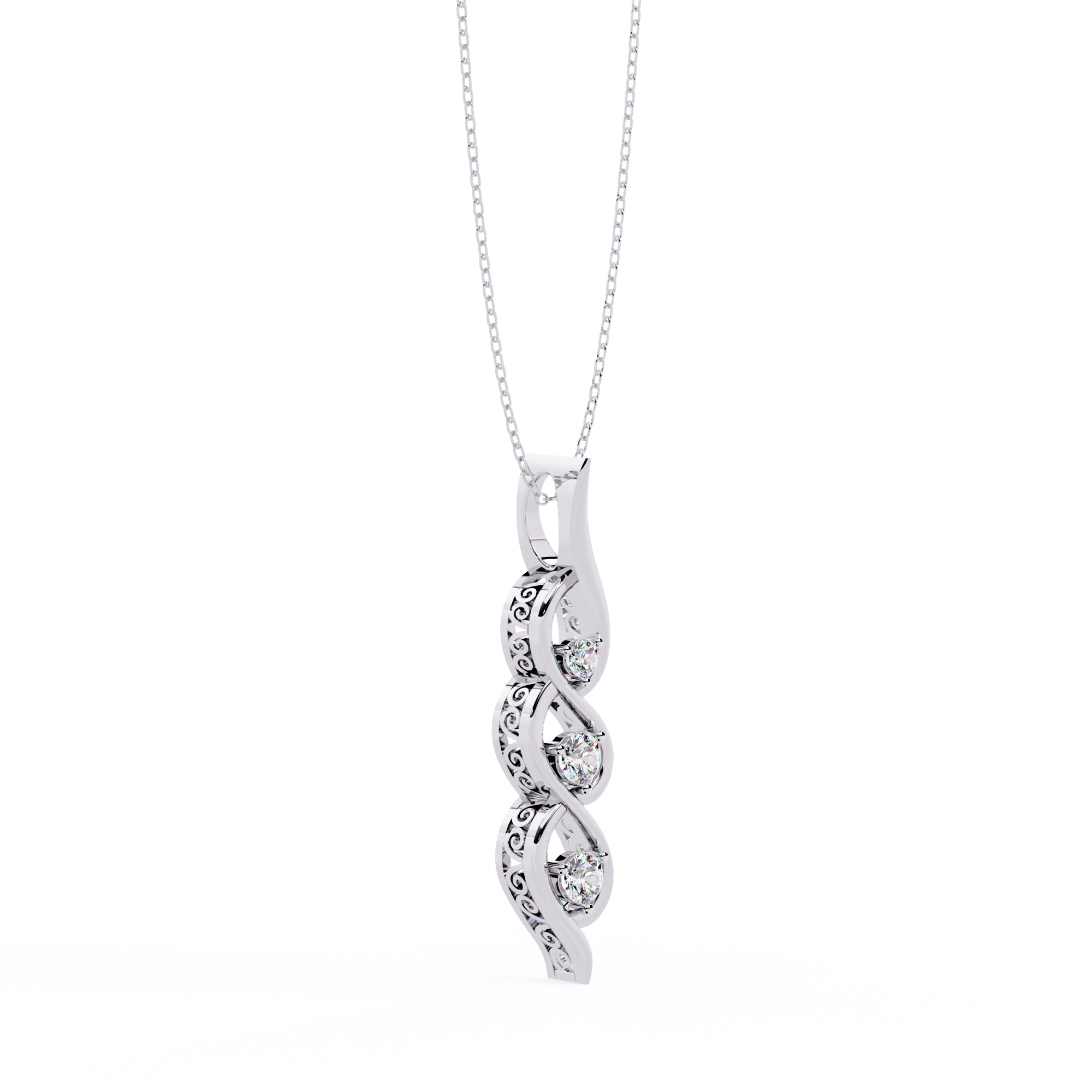 Sirena Diamond Three Stone Pendant: