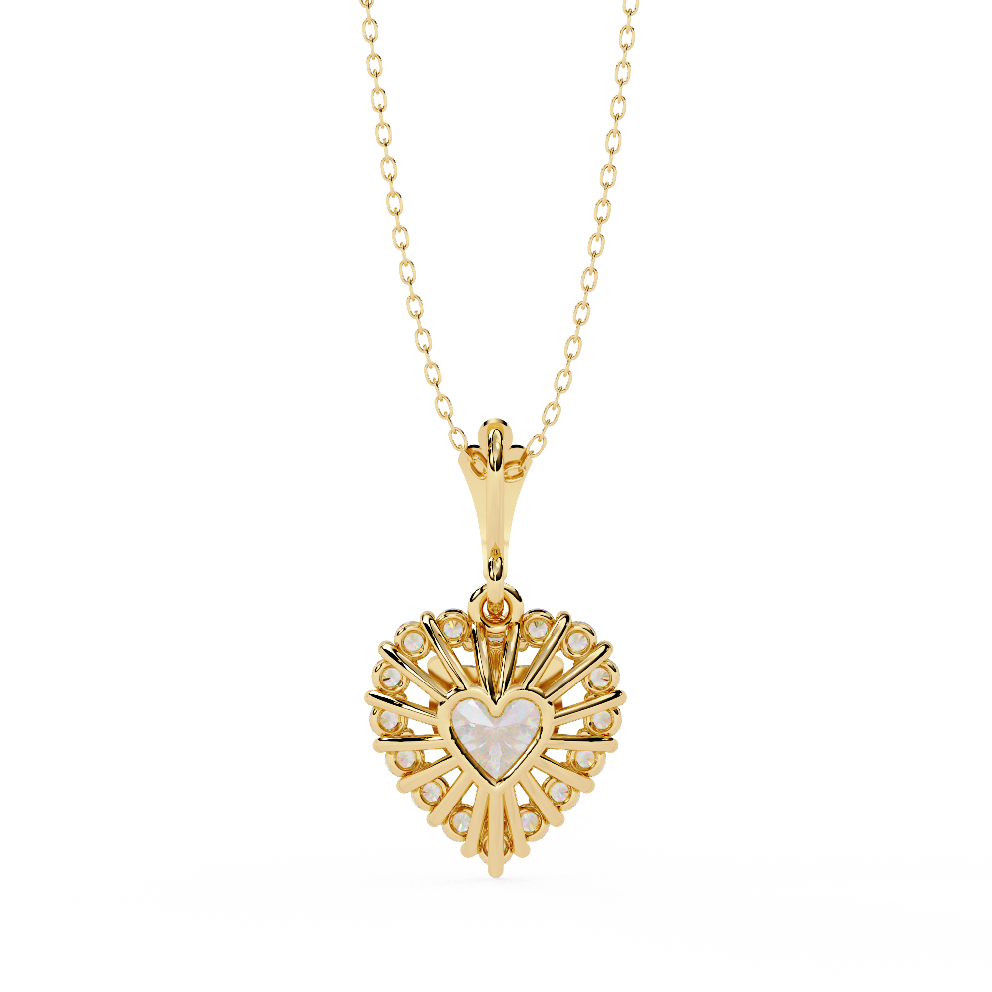 Dazzling Heart Halo Diamond Necklace