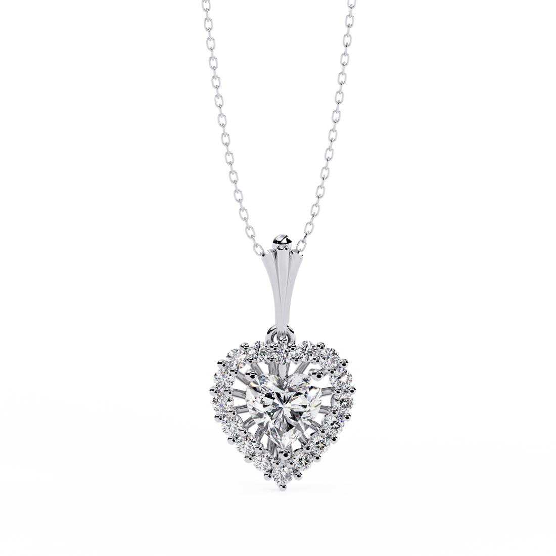 Dazzling Heart Halo Diamond Necklace