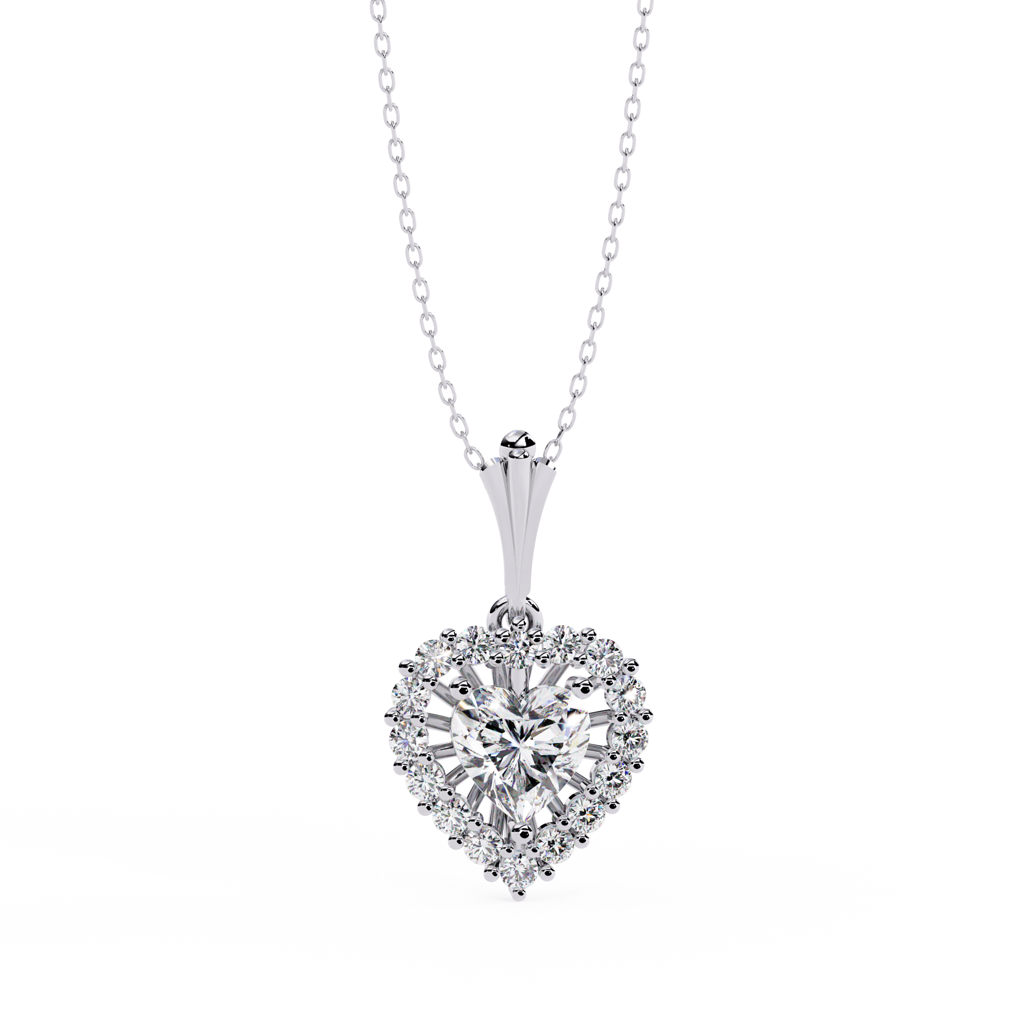 Dazzling Heart Halo Diamond Necklace